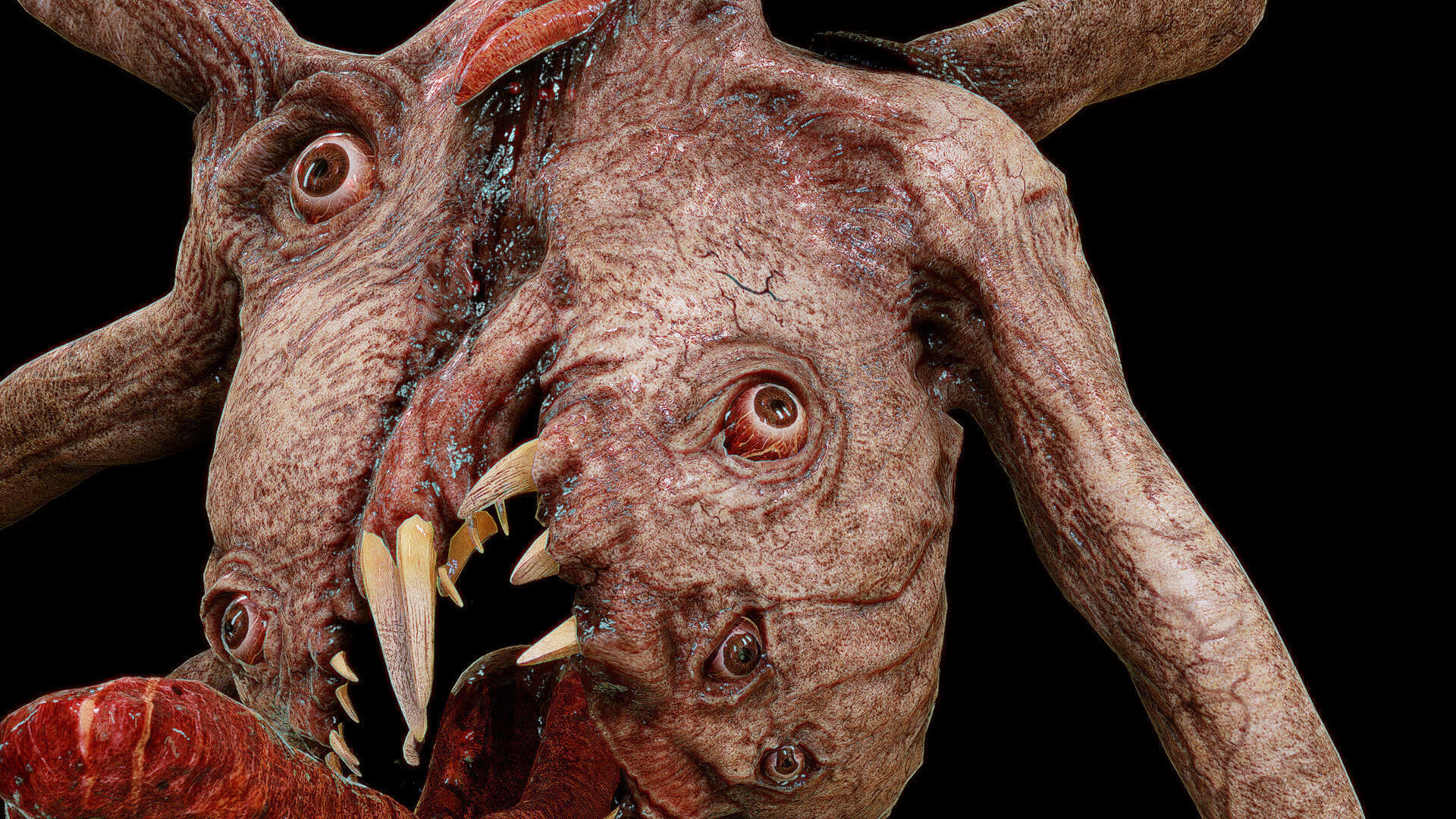 Super Creepy Huge Monster Low-poly 3D model_6