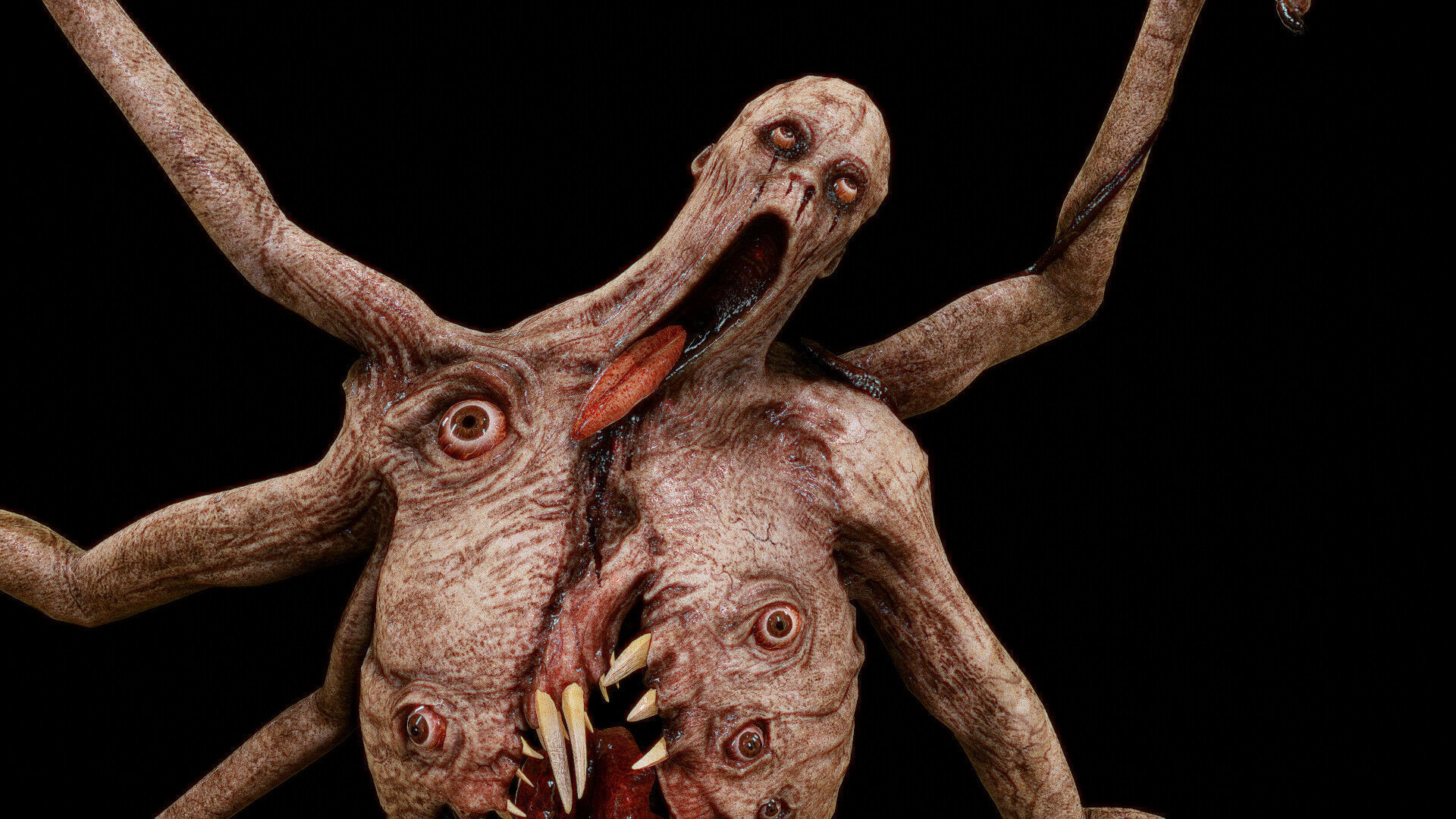 Super Creepy Huge Monster Low-poly 3D model_2