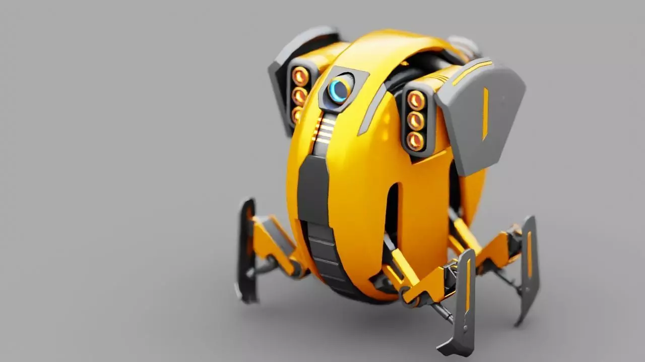 Utility robot rigged- animated character 3D model