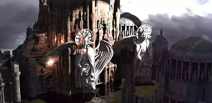 Fantasy Art Deco New Sci fi city Kit bash