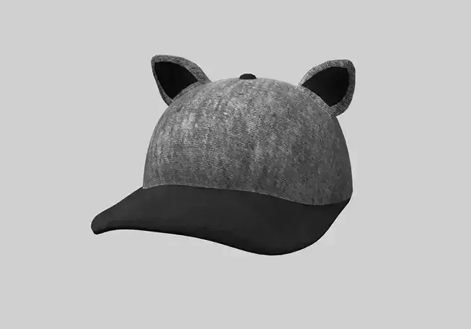 gray cap with cap ears