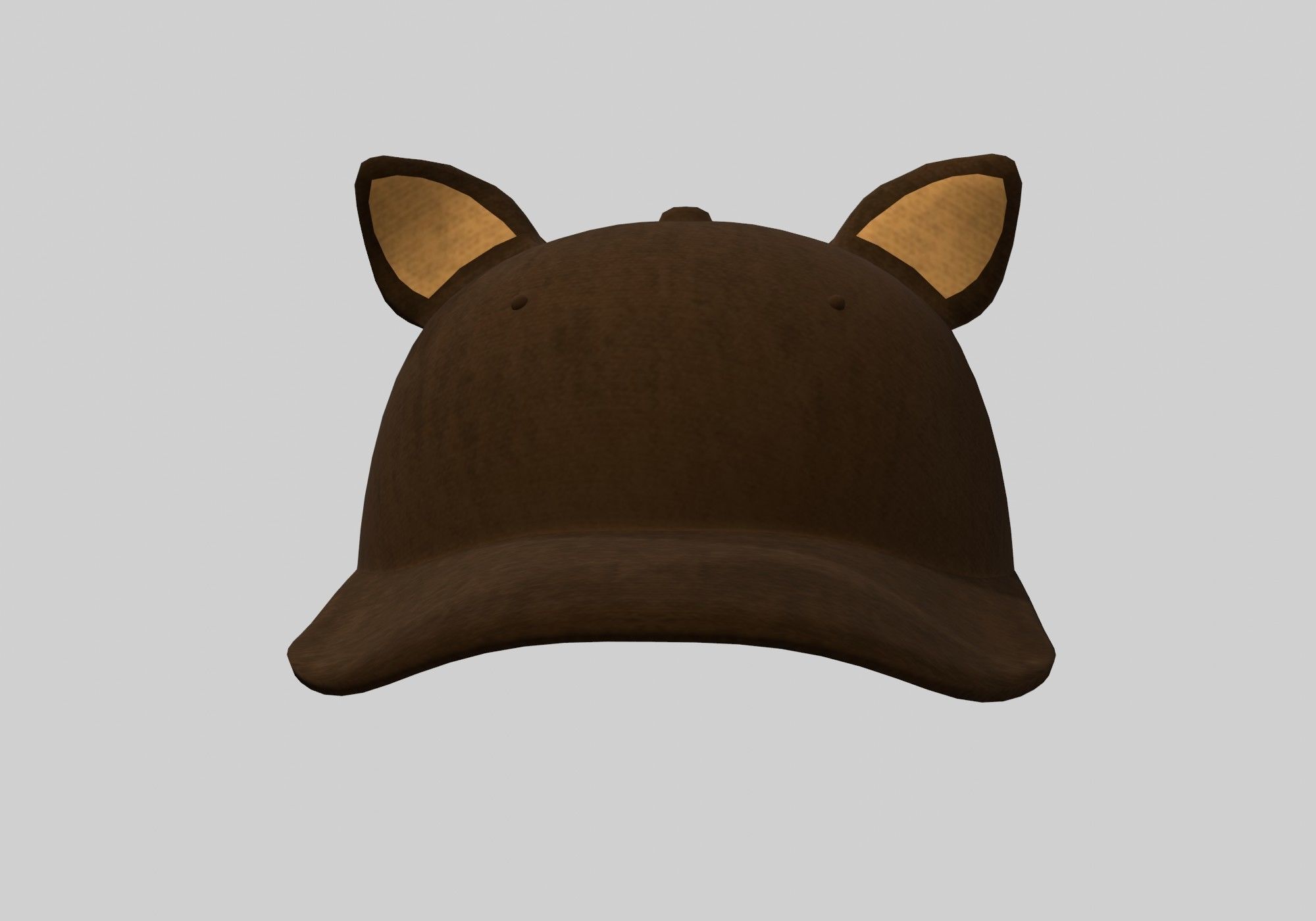 brown cap with ears 3D model_2