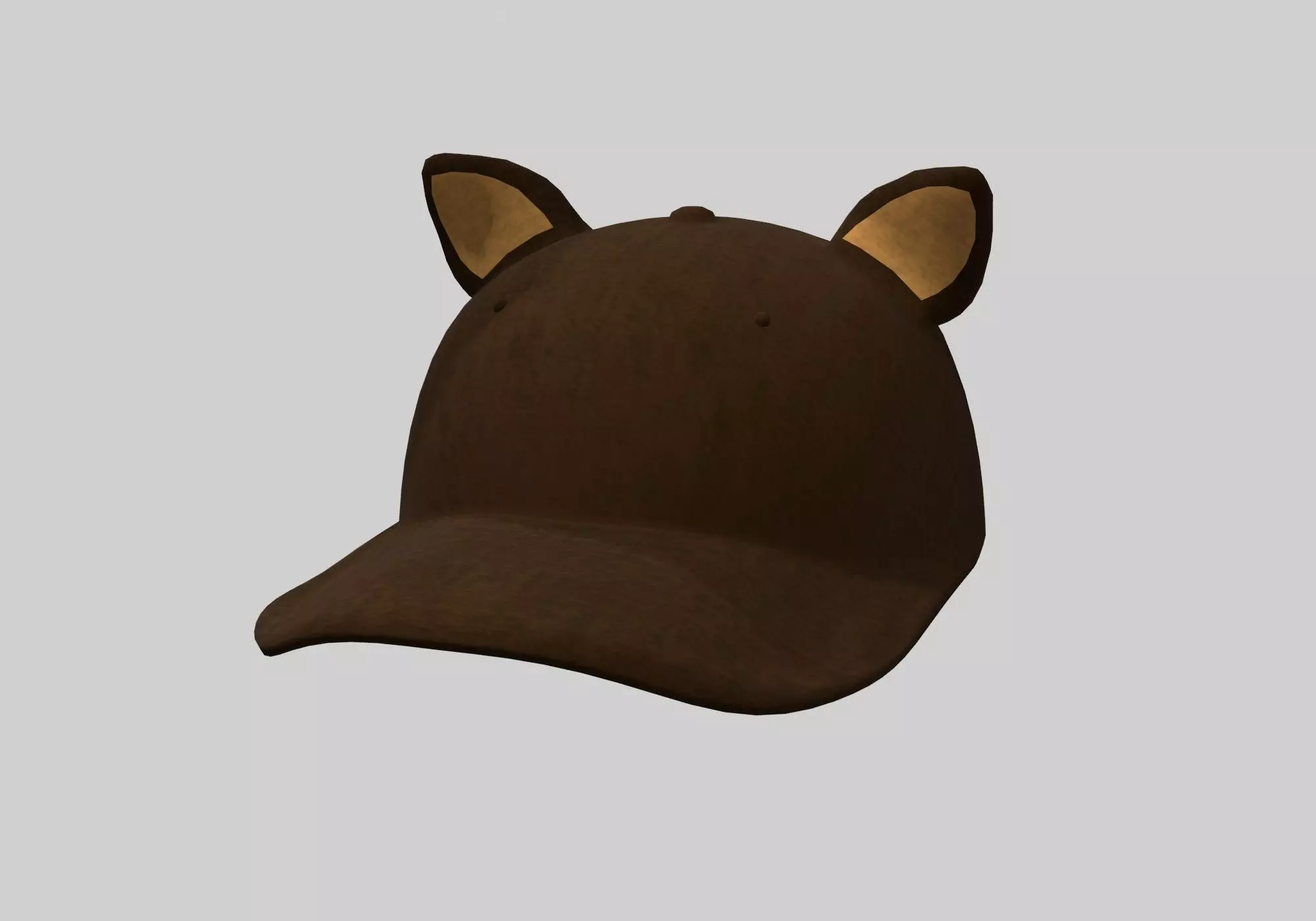 brown cap with ears 3D model_0