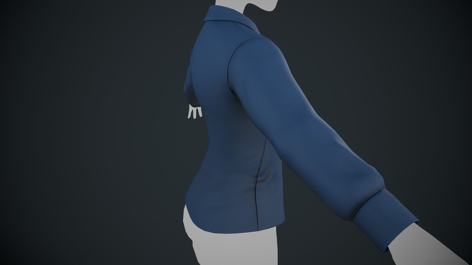 Female Blue Shirt Style 1 Low-poly 3D model_4