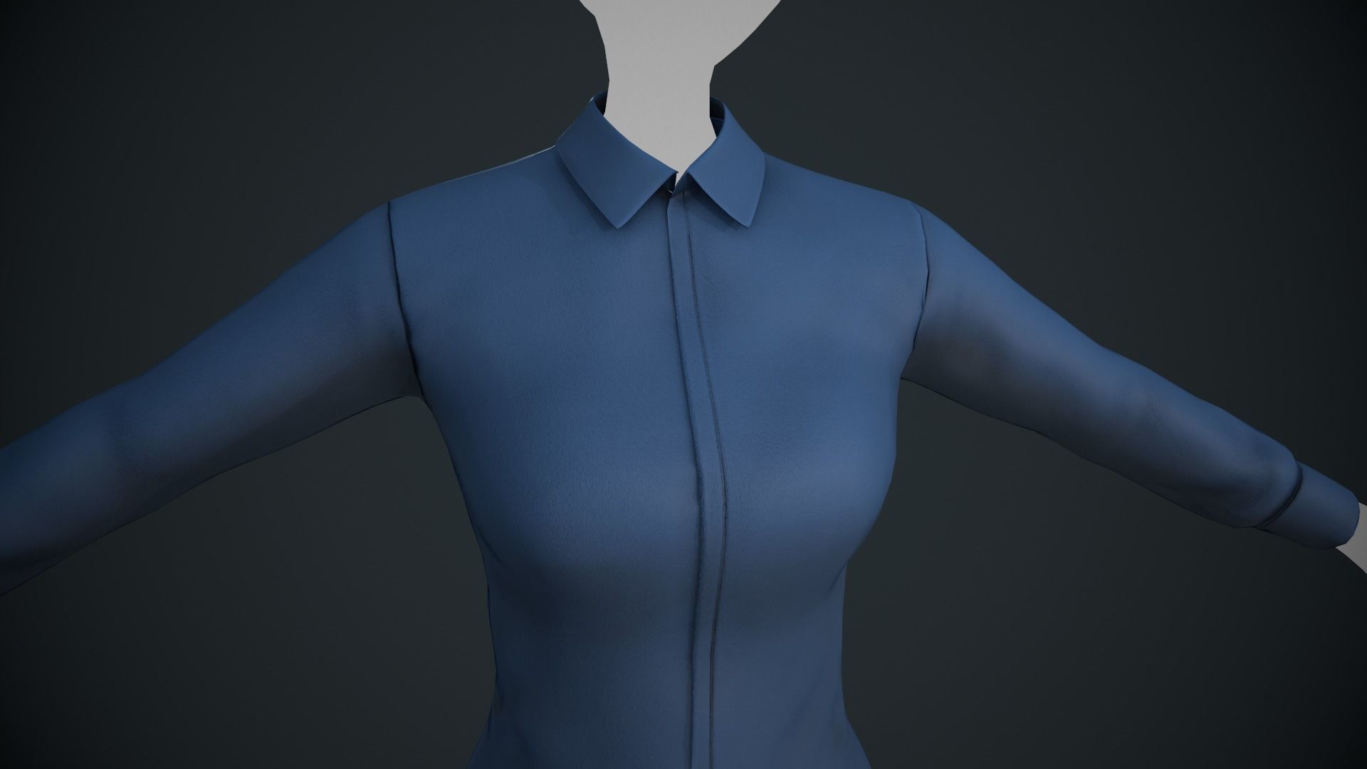 Female Blue Shirt Style 1 Low-poly 3D model_9