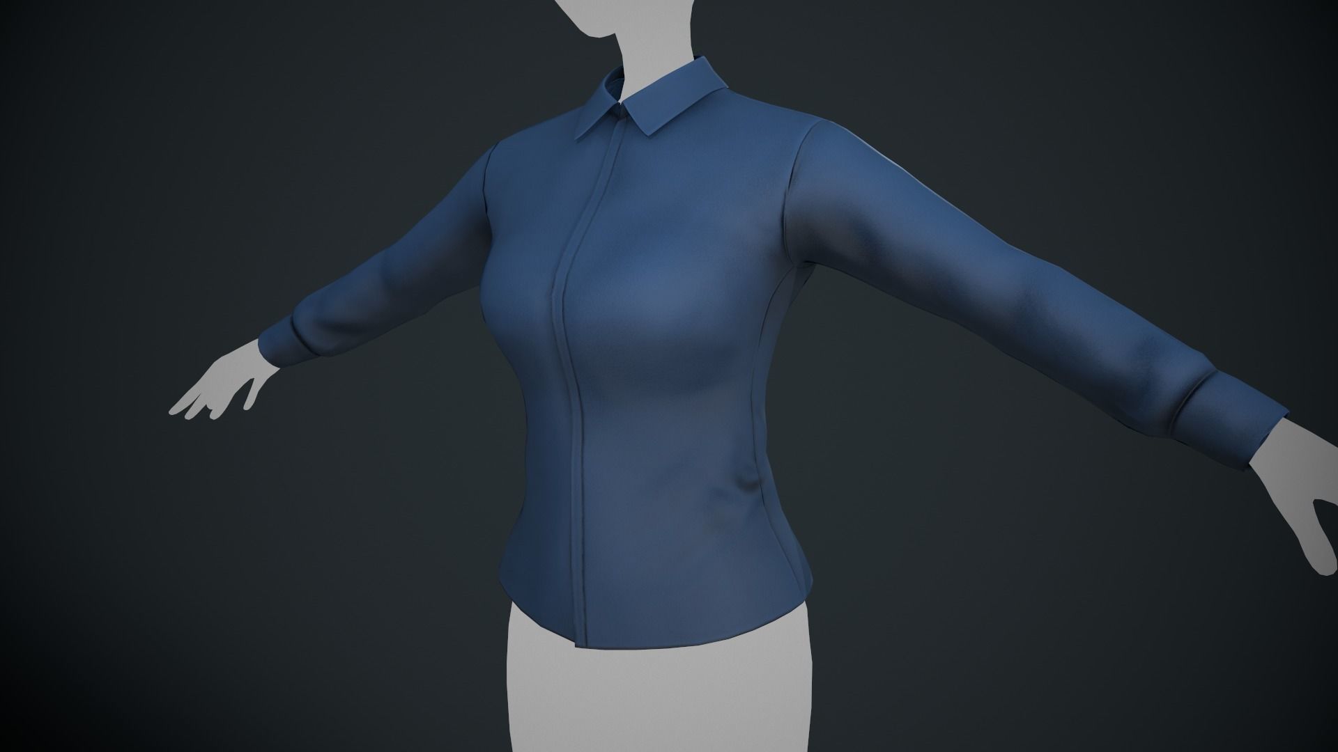 Female Blue Shirt Style 1 Low-poly 3D model_1
