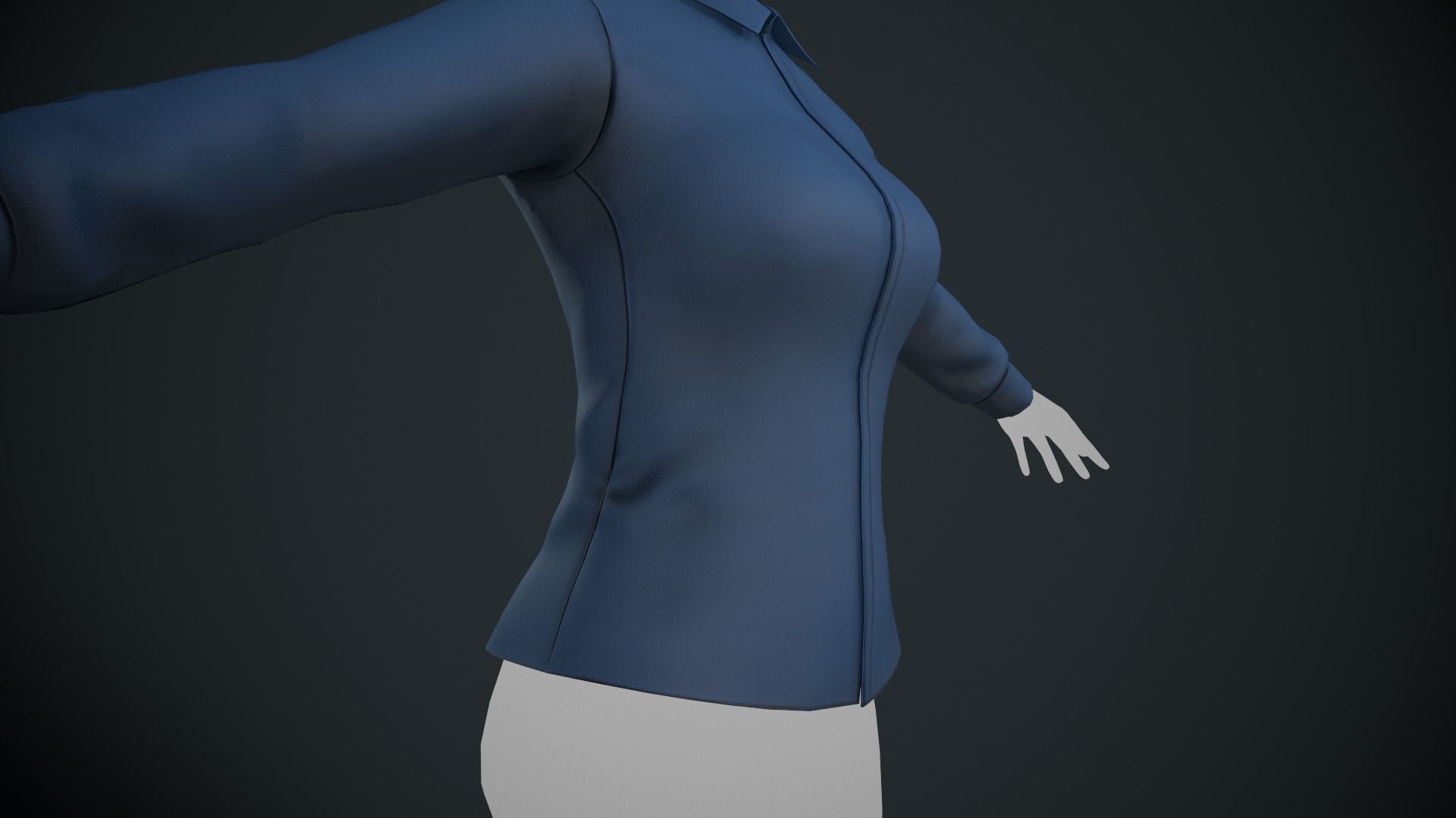 Female Blue Shirt Style 1 Low-poly 3D model_8