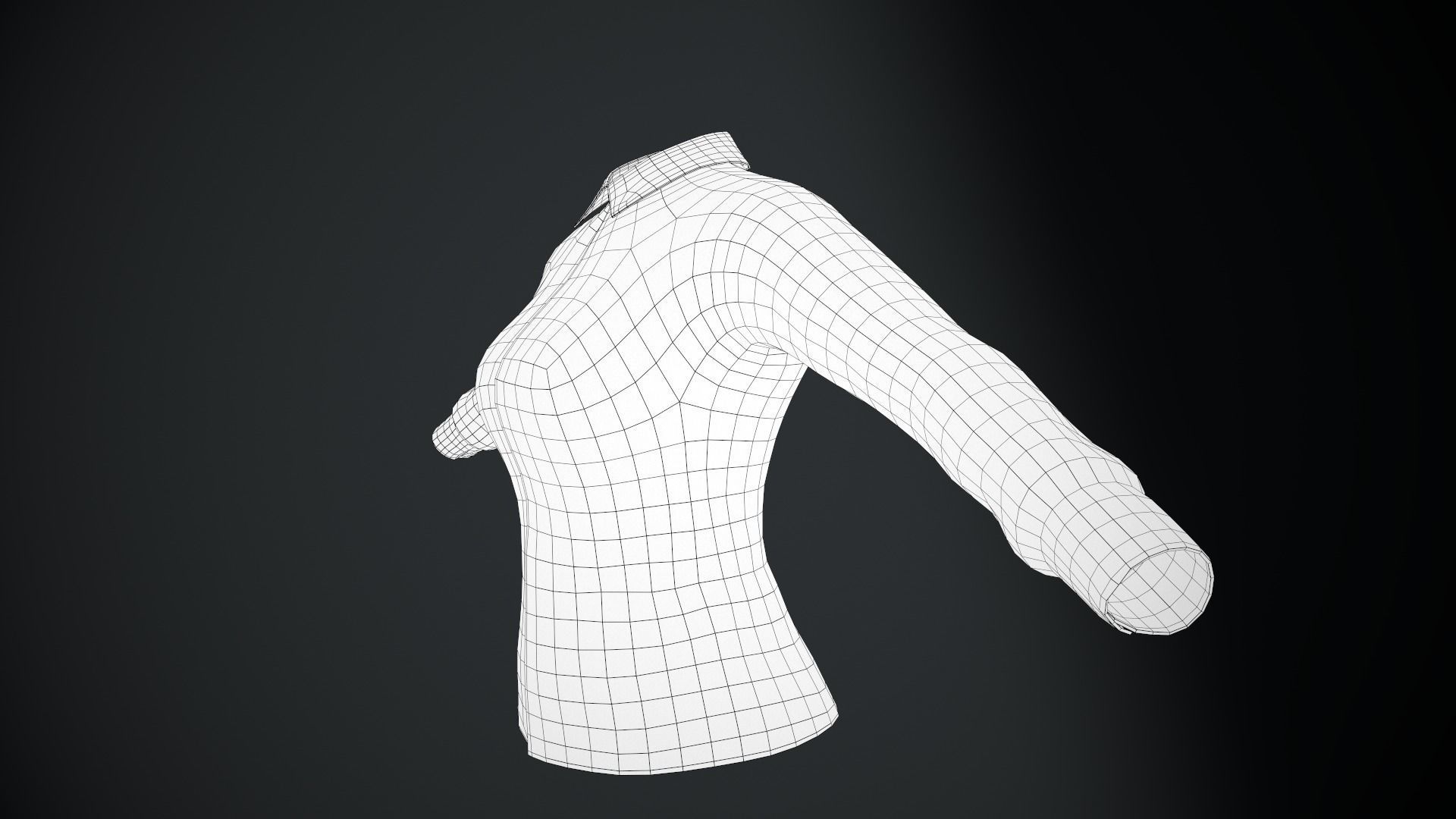 Female Blue Shirt Style 1 Low-poly 3D model_14