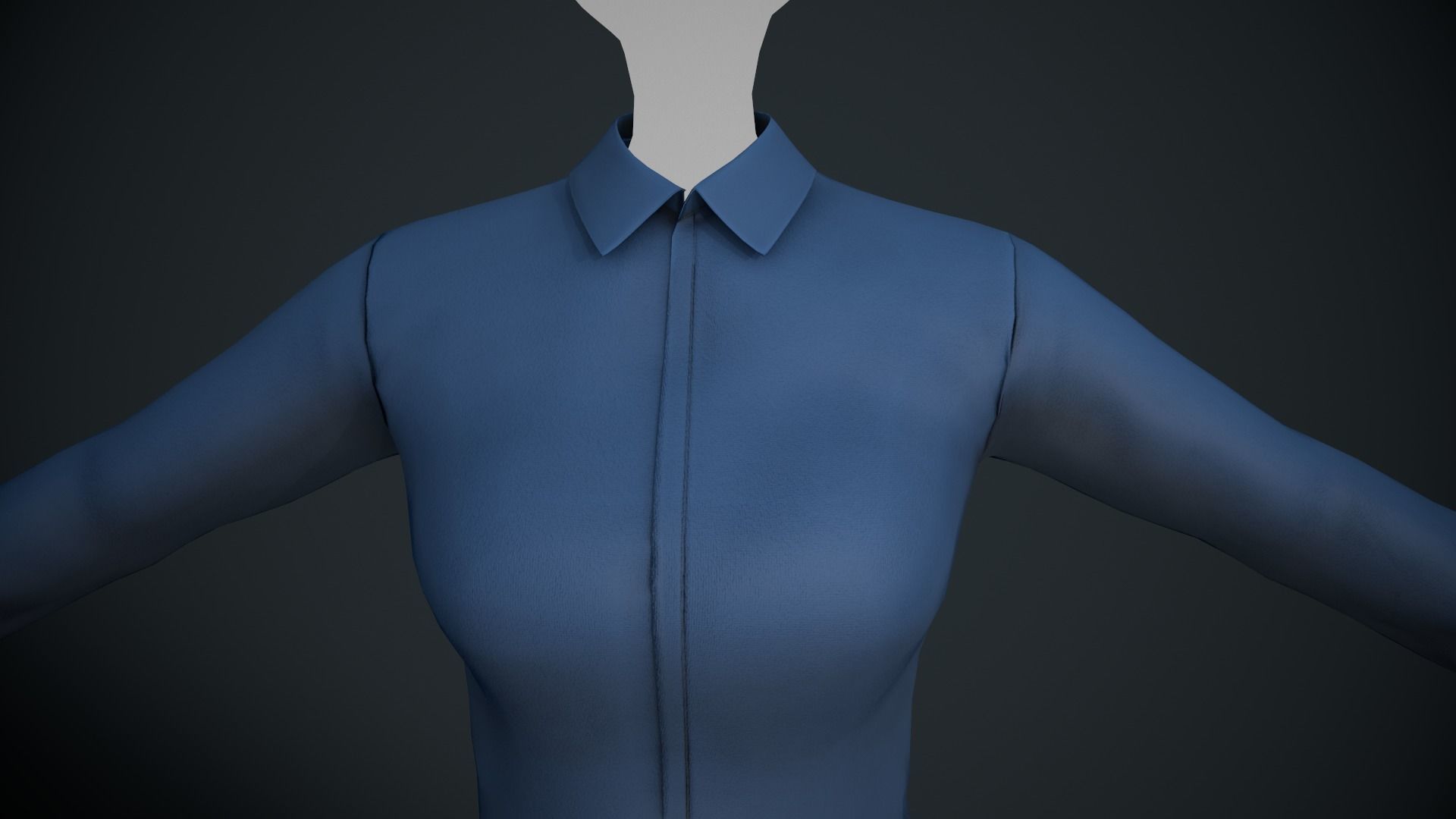 Female Blue Shirt Style 1 Low-poly 3D model_7