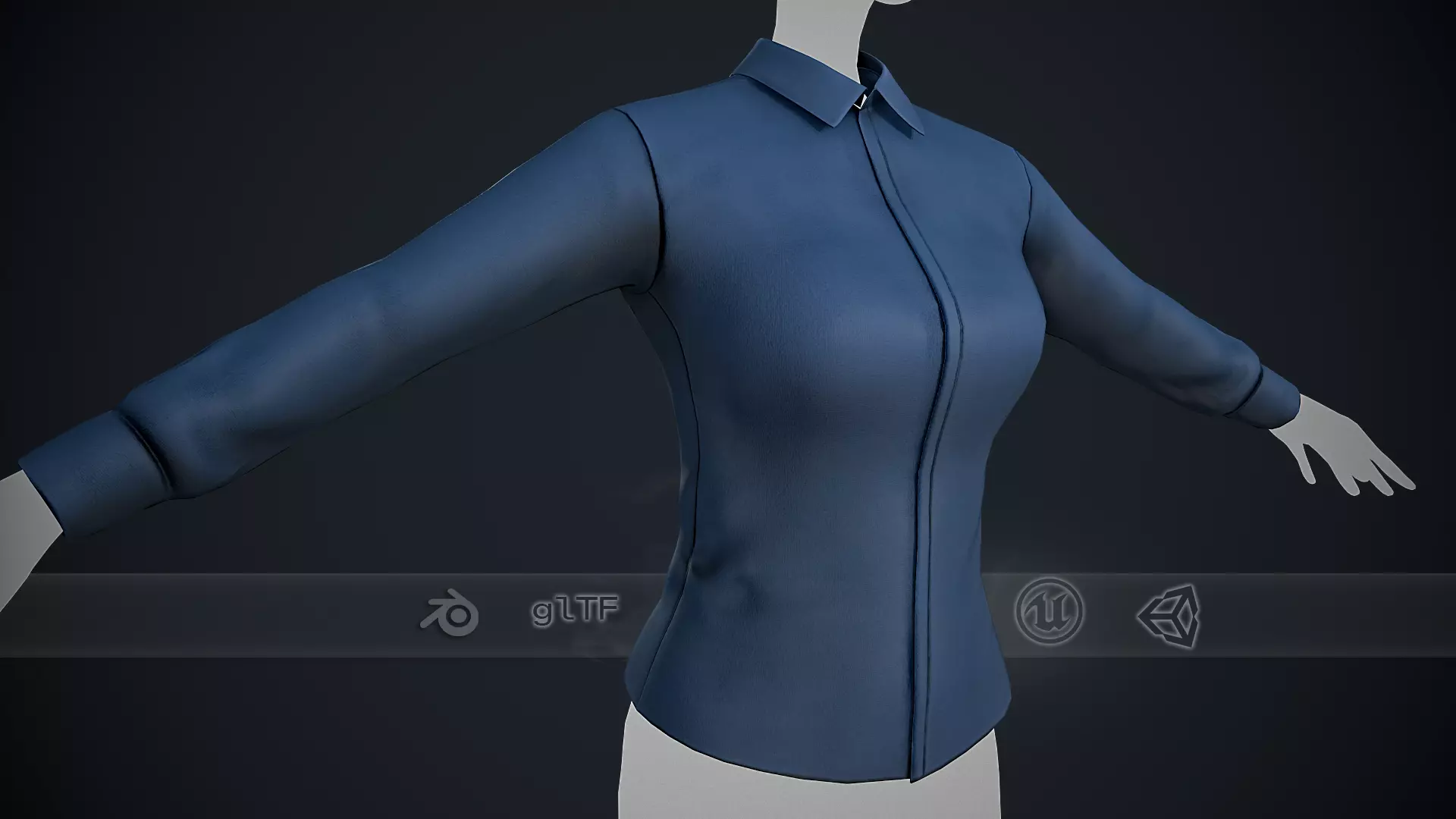 Female Blue Shirt Style 1 Low-poly 3D model_0