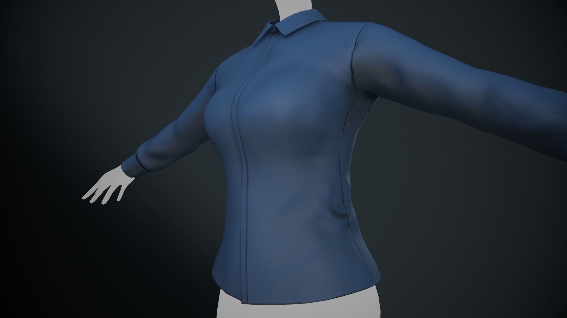 Female Blue Shirt Style 1 Low-poly 3D model_6