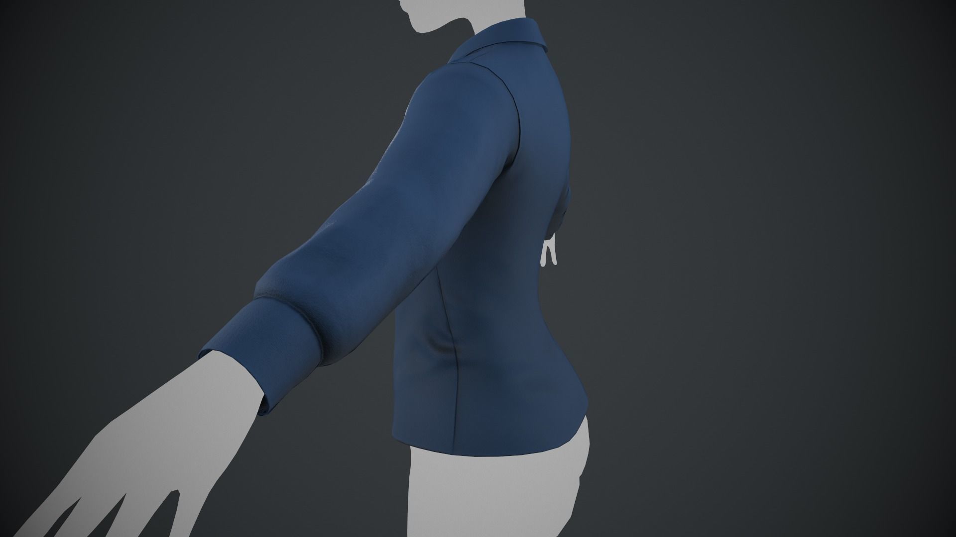 Female Blue Shirt Style 1 Low-poly 3D model_2
