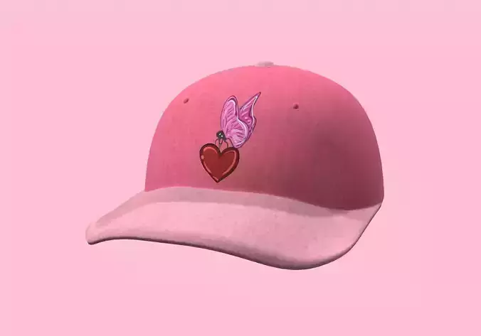 pink cap with heart design