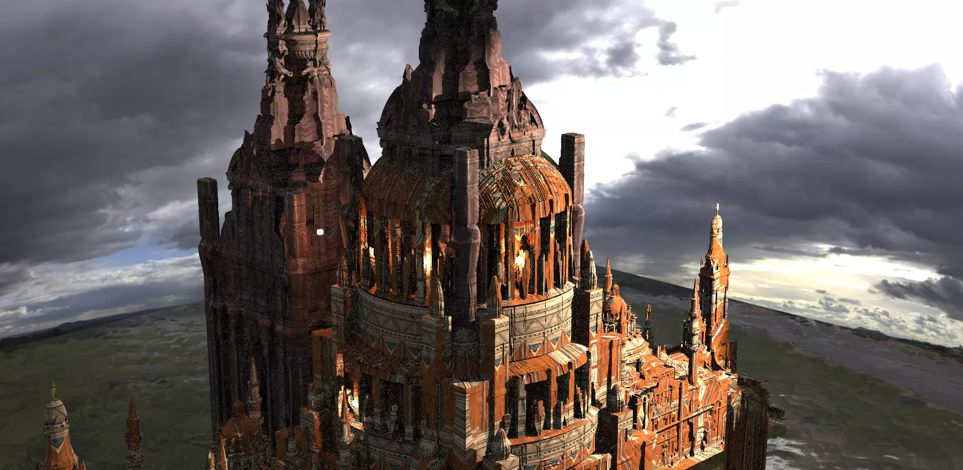 Art Deco Baroque detail domes 3D model_0