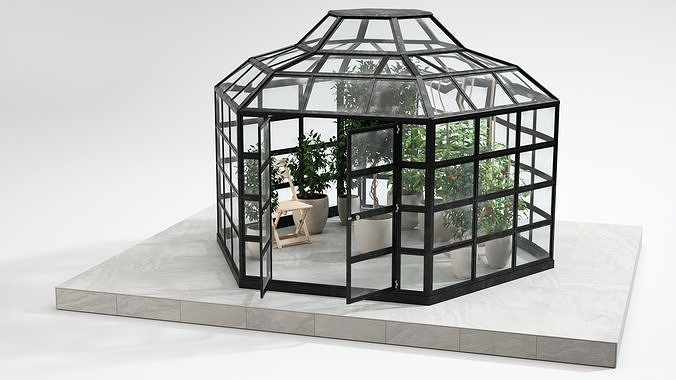 Greenhouse hexagon 3D model 7