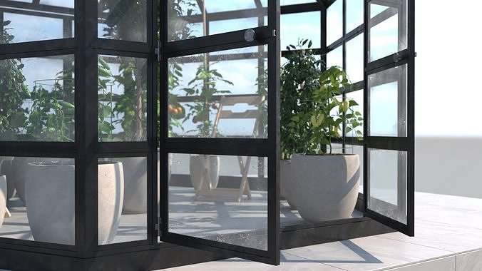 Greenhouse hexagon 3D model 4