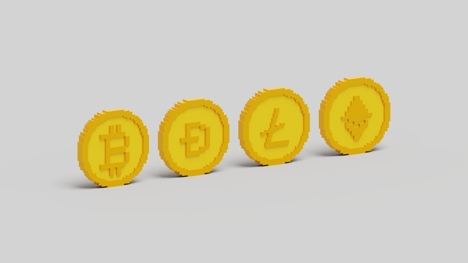 Cryptocurrency Coin Pack Low-poly 3D model_1