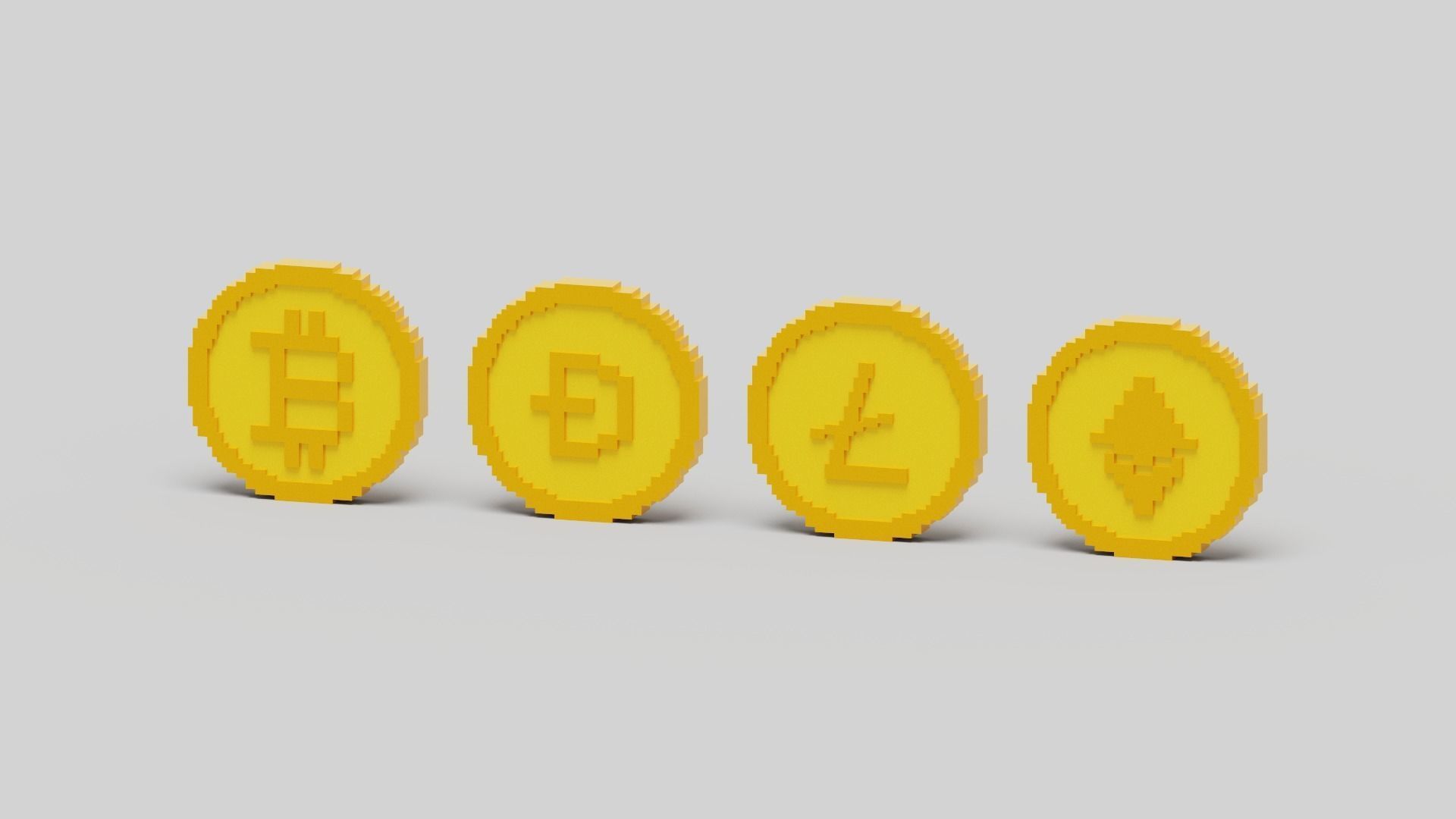 Cryptocurrency Coin Pack Low-poly 3D model_13