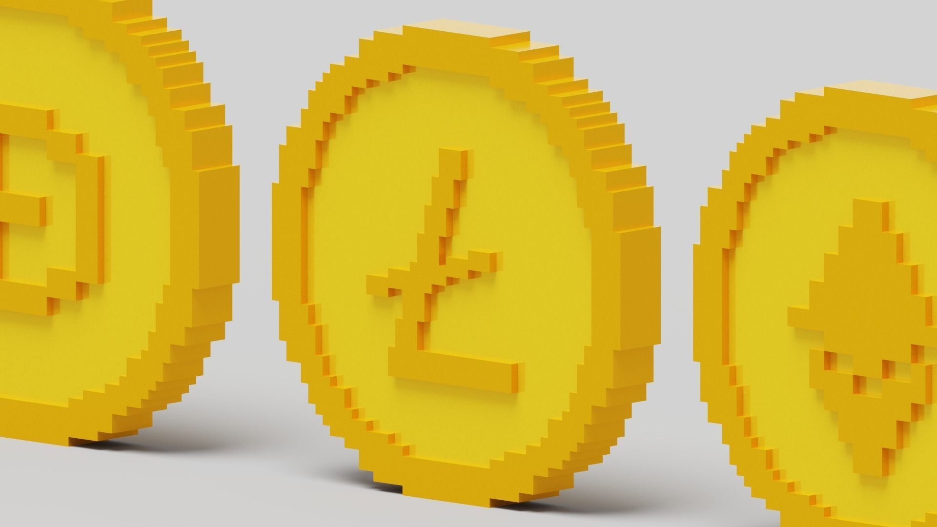 Cryptocurrency Coin Pack Low-poly 3D model_7