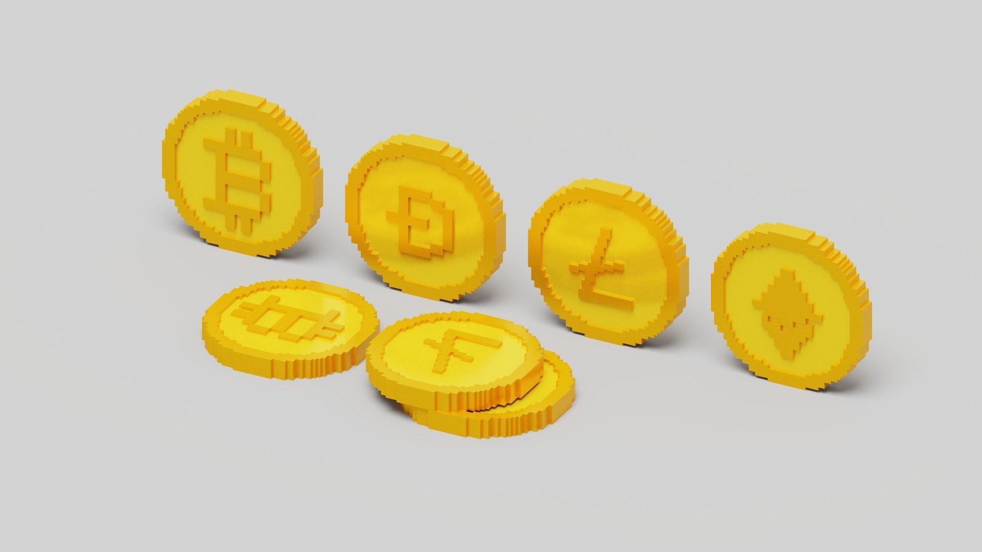 Cryptocurrency Coin Pack Low-poly 3D model_11