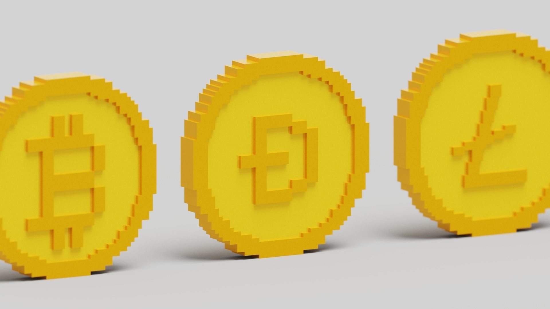Cryptocurrency Coin Pack Low-poly 3D model_3