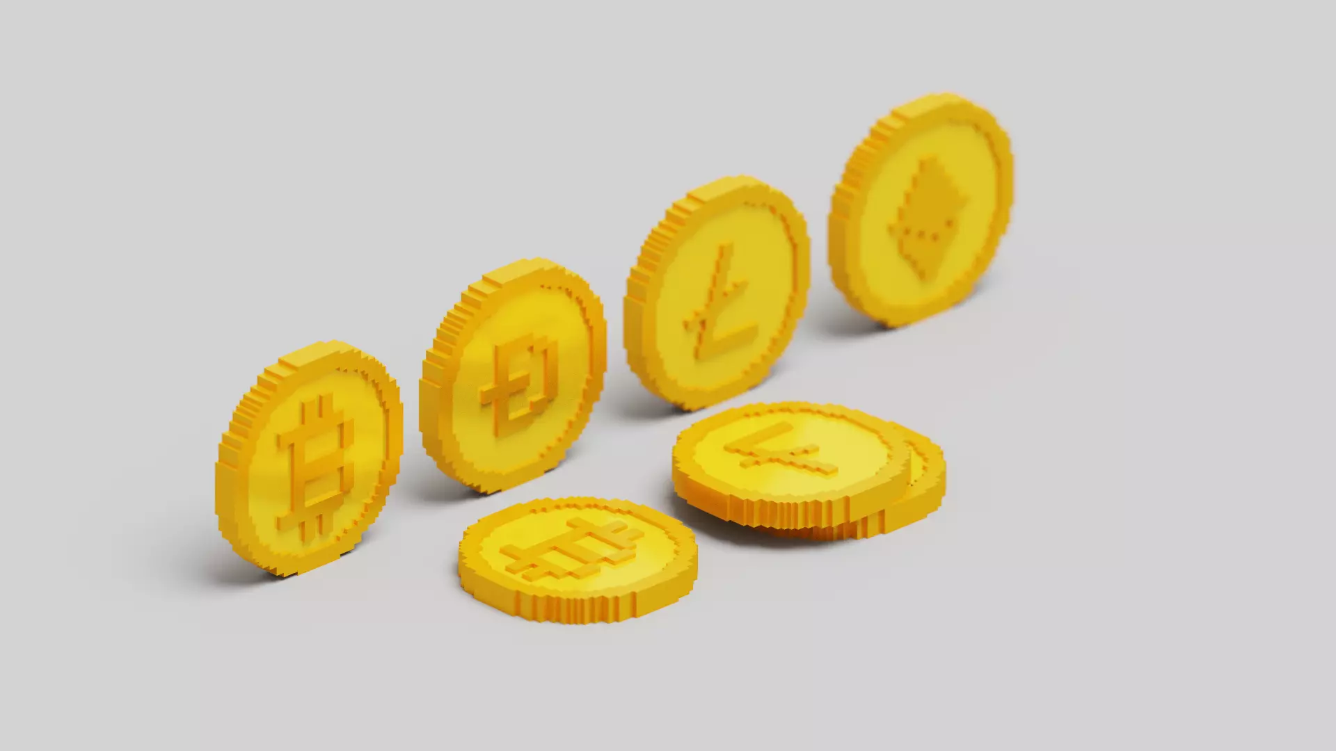 Cryptocurrency Coin Pack Low-poly 3D model_0