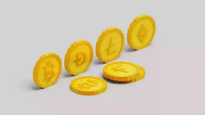 Cryptocurrency Coin Pack Low-poly 3D model
