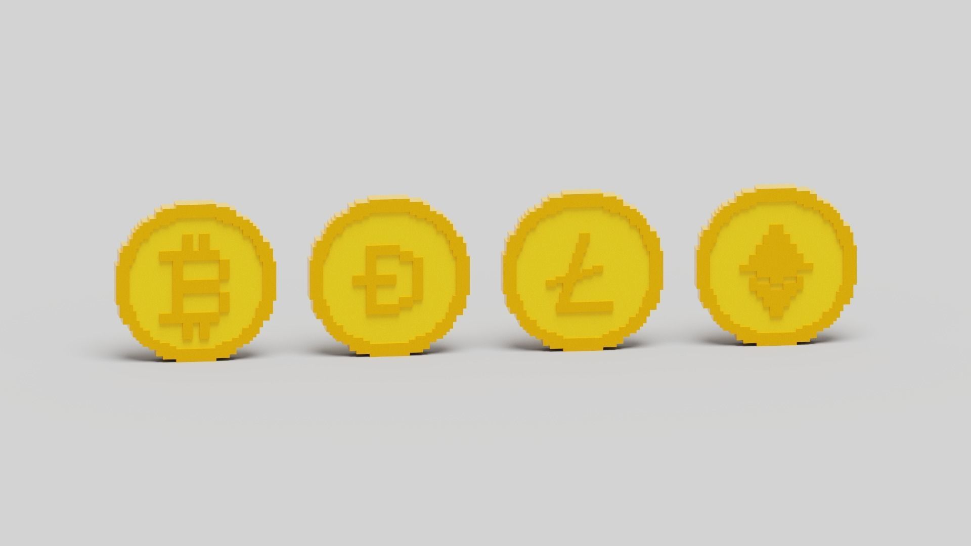 Cryptocurrency Coin Pack Low-poly 3D model_12