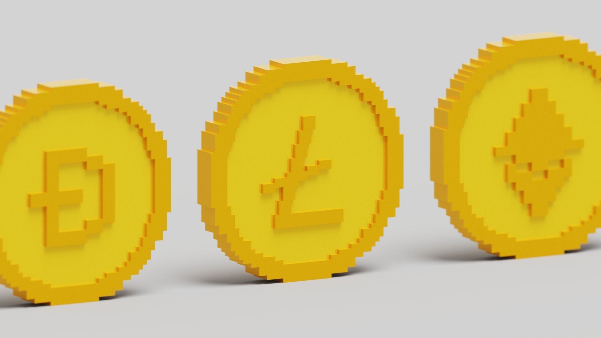 Cryptocurrency Coin Pack Low-poly 3D model_4