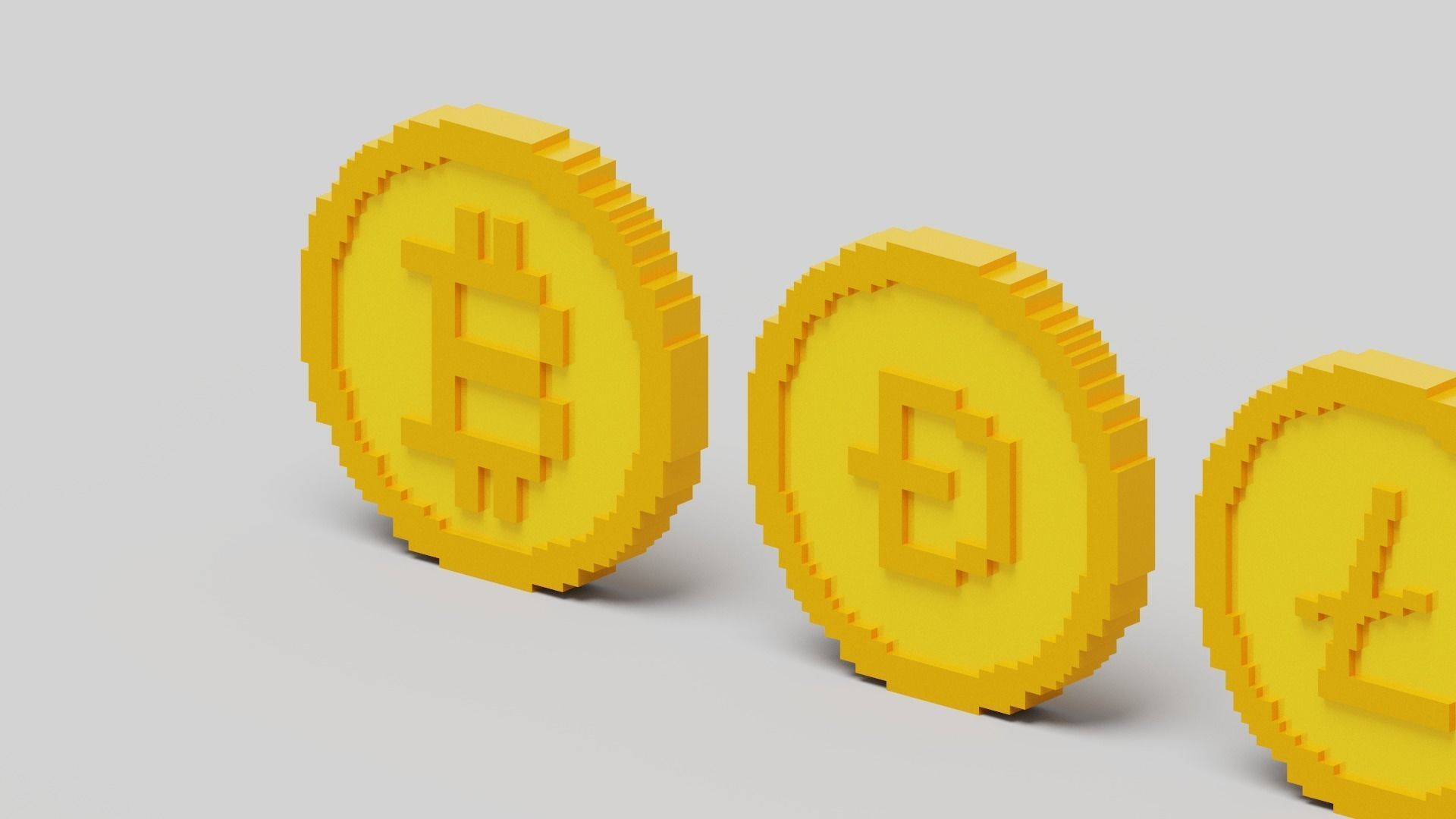 Cryptocurrency Coin Pack Low-poly 3D model_8