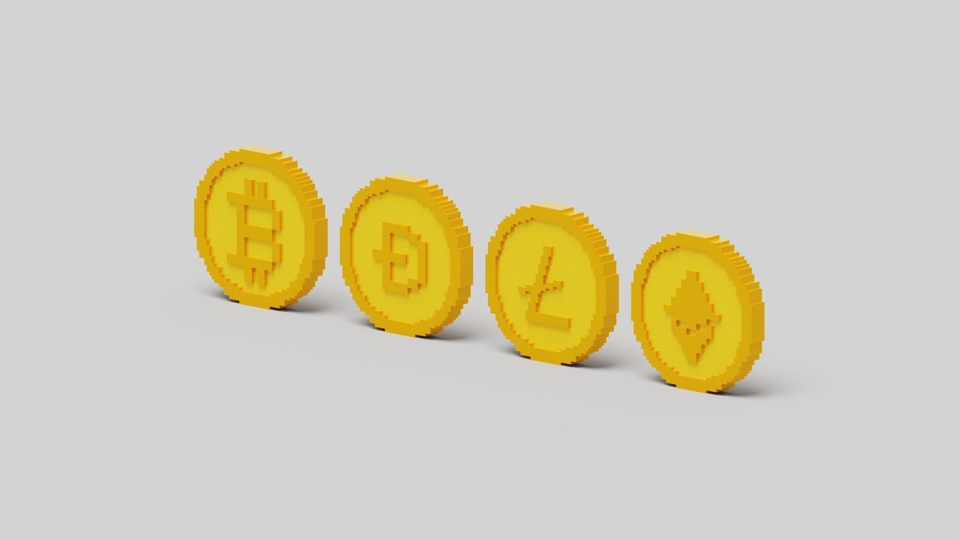 Cryptocurrency Coin Pack Low-poly 3D model_14
