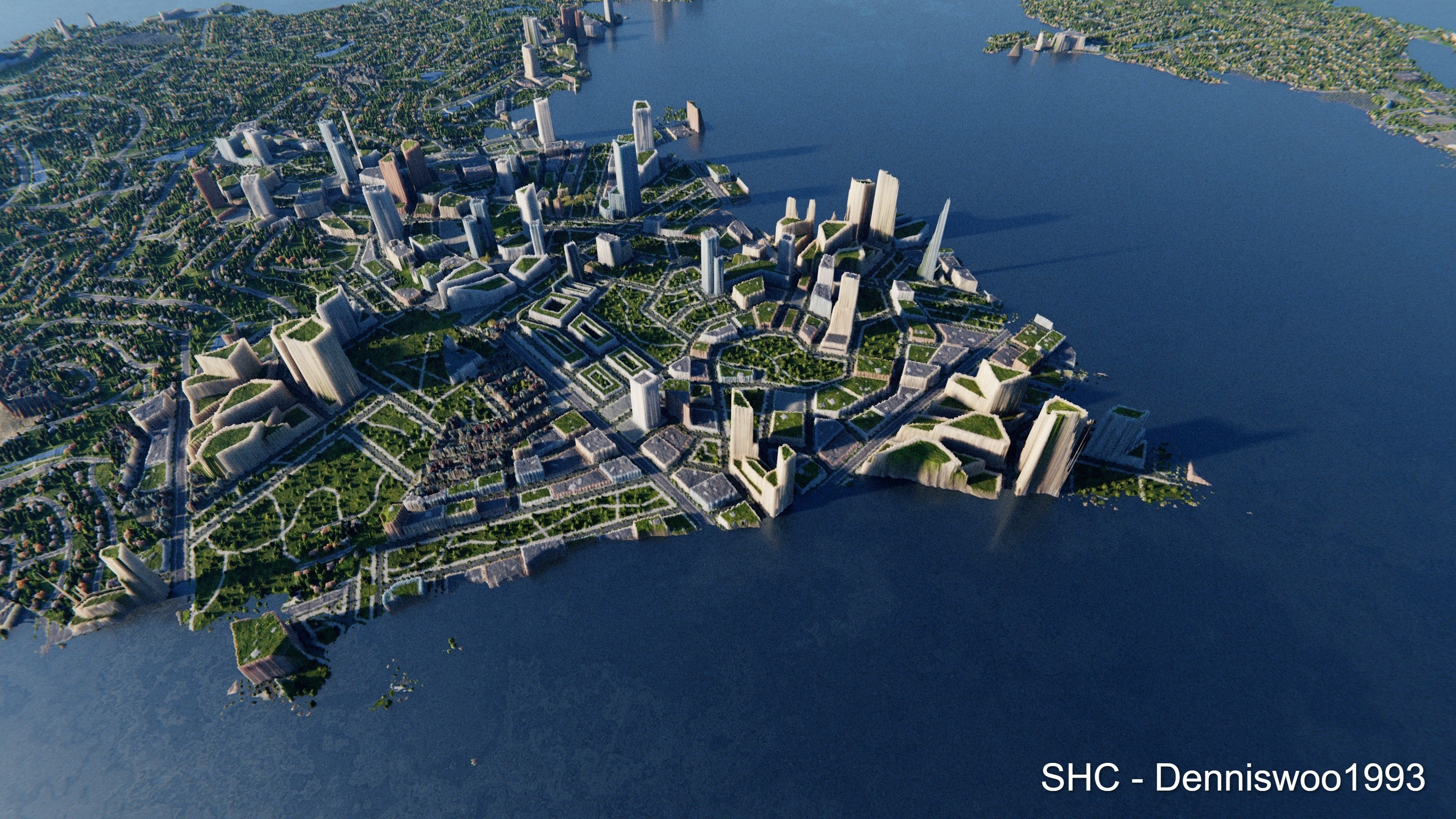 Large scale procedural planet with 3D cities and vegetation 3D model_53