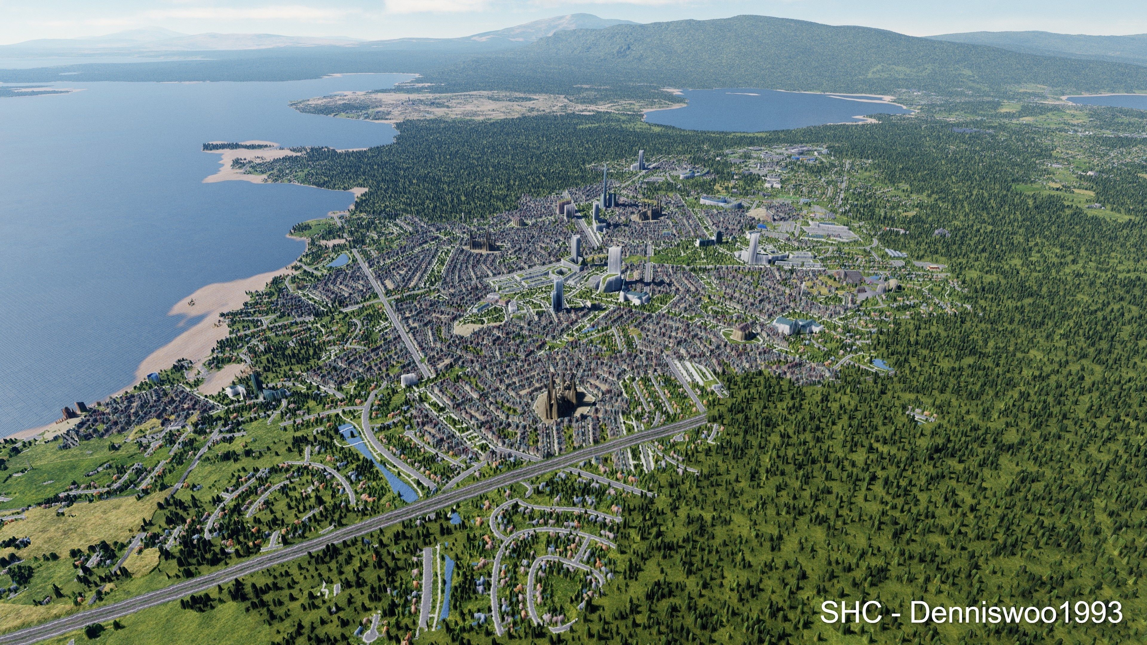 Large scale procedural planet with 3D cities and vegetation 3D model_88