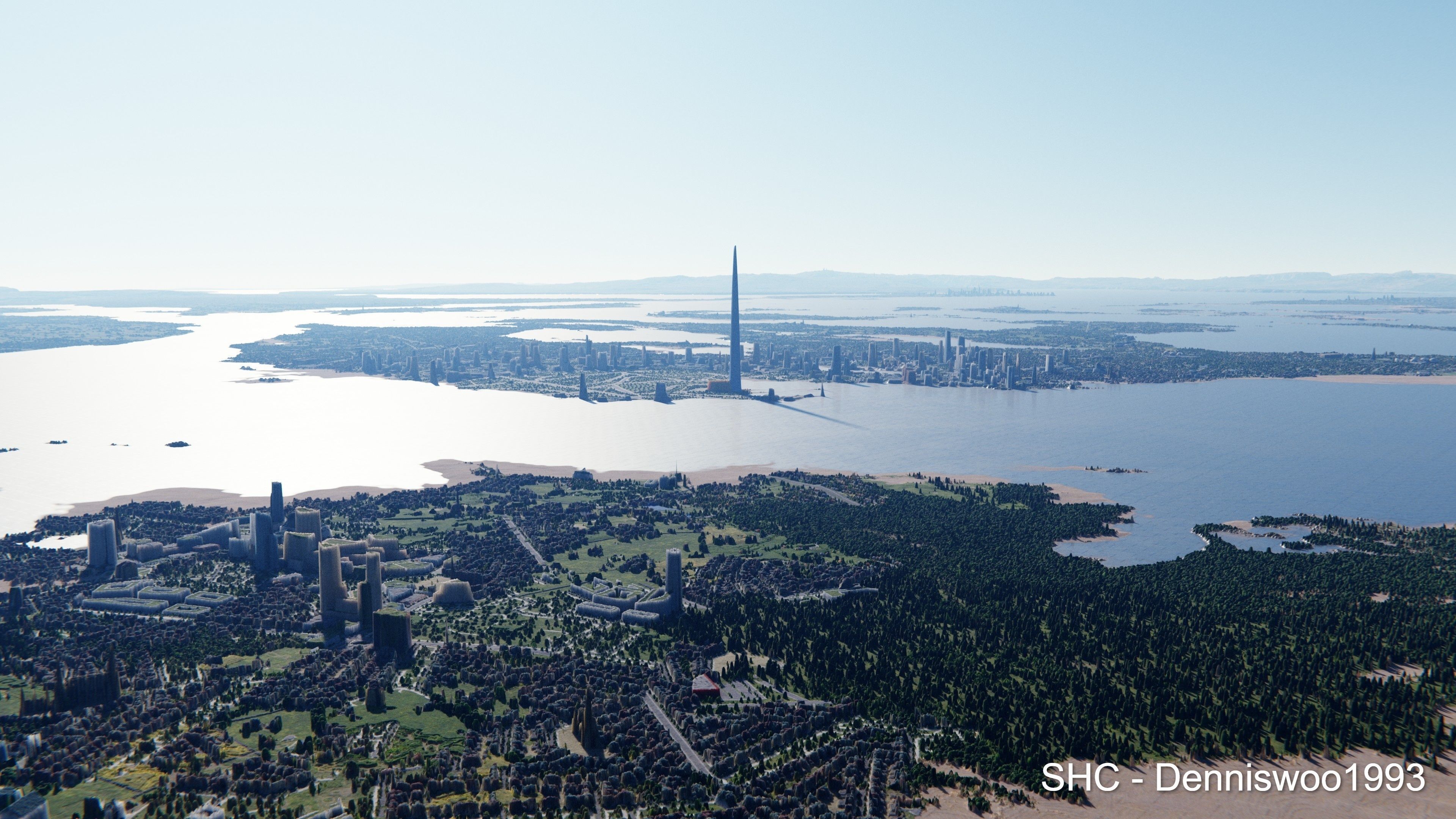 Large scale procedural planet with 3D cities and vegetation 3D model_84