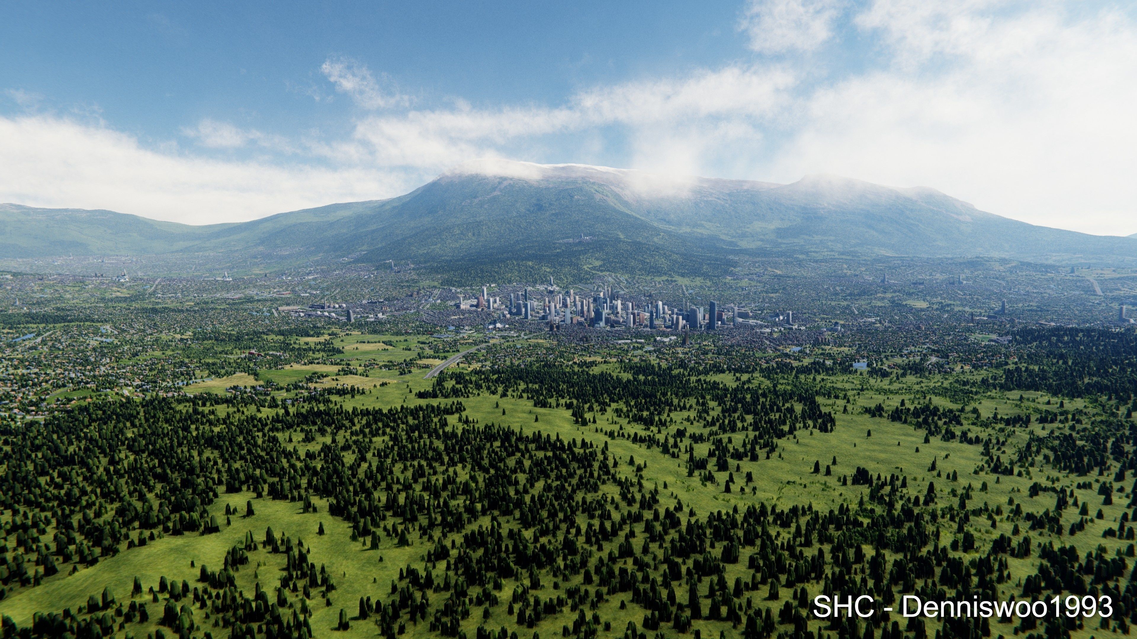 Large scale procedural planet with 3D cities and vegetation 3D model_87
