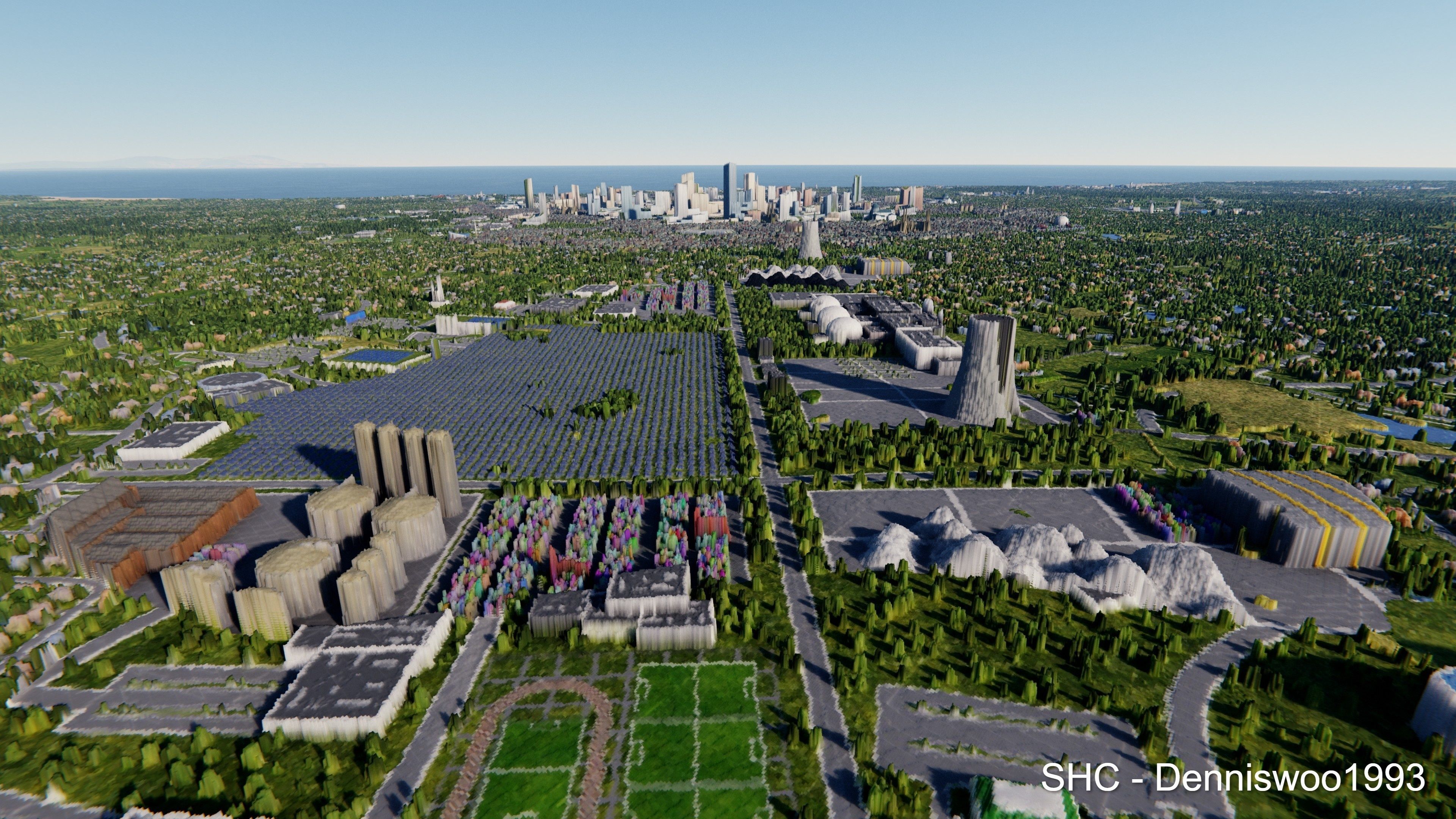 Large scale procedural planet with 3D cities and vegetation 3D model_75