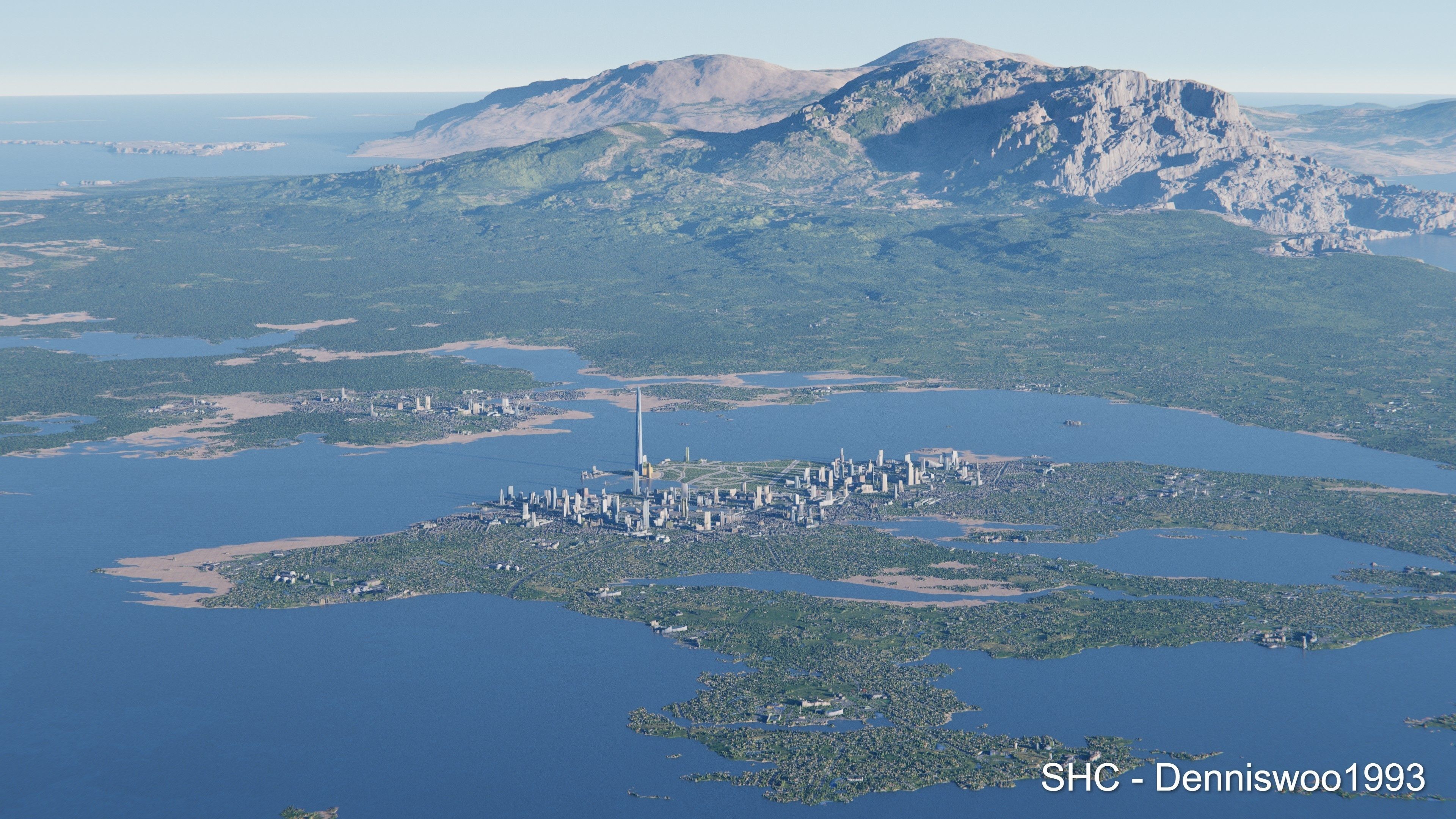 Large scale procedural planet with 3D cities and vegetation 3D model_10