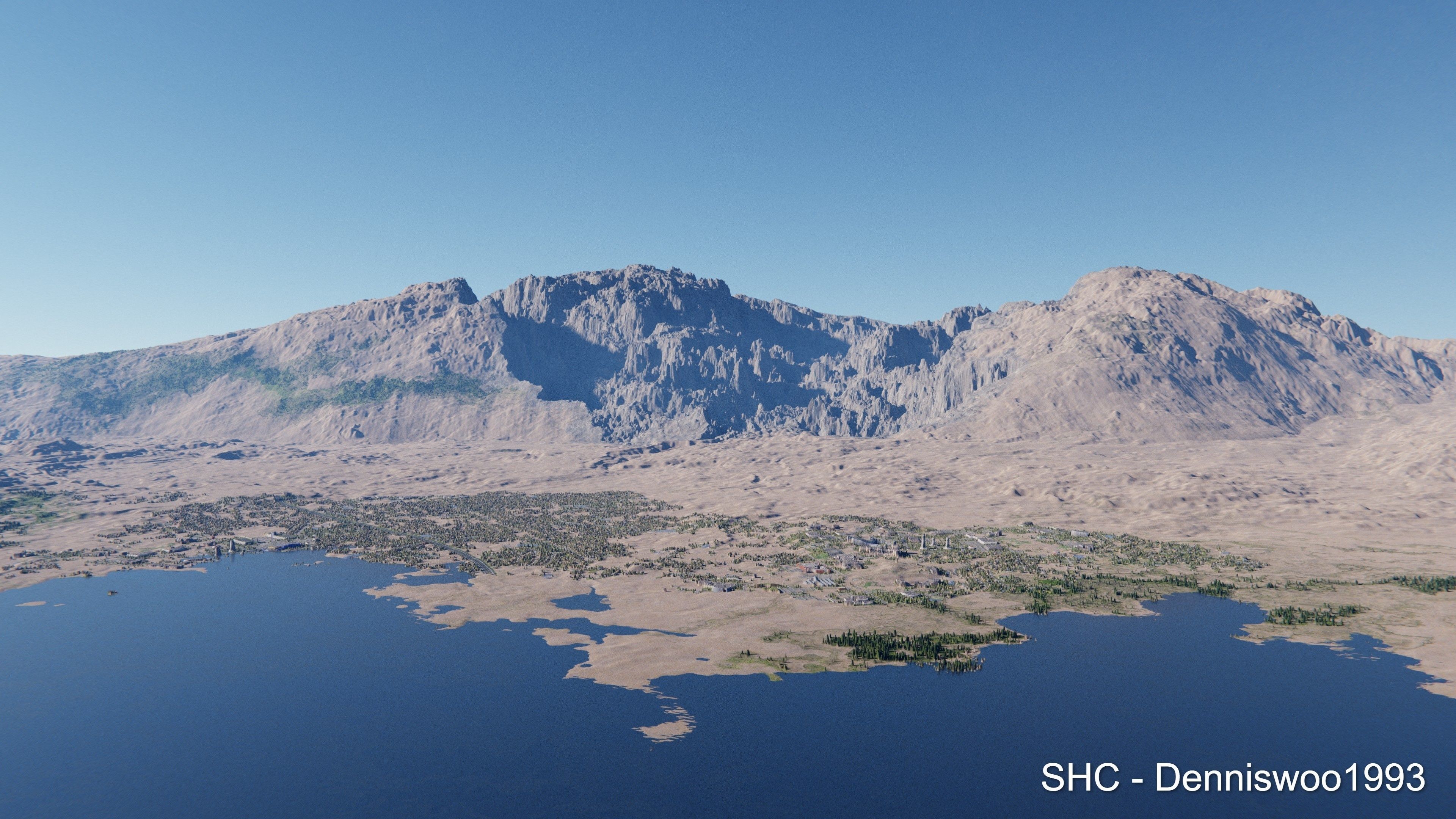 Large scale procedural planet with 3D cities and vegetation 3D model_63