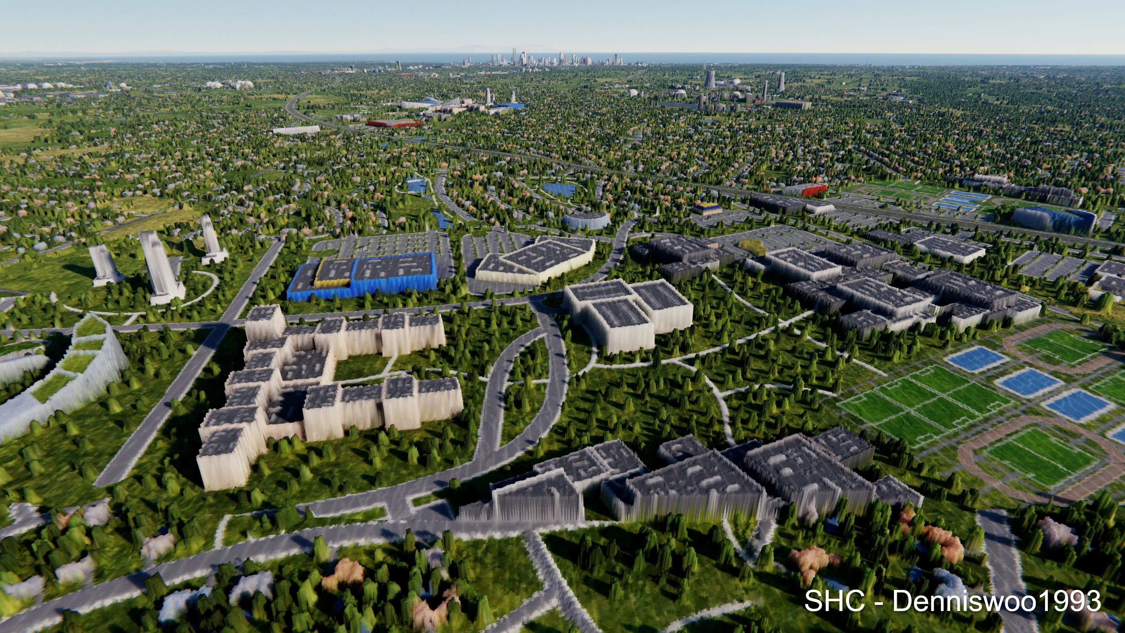 Large scale procedural planet with 3D cities and vegetation 3D model_76