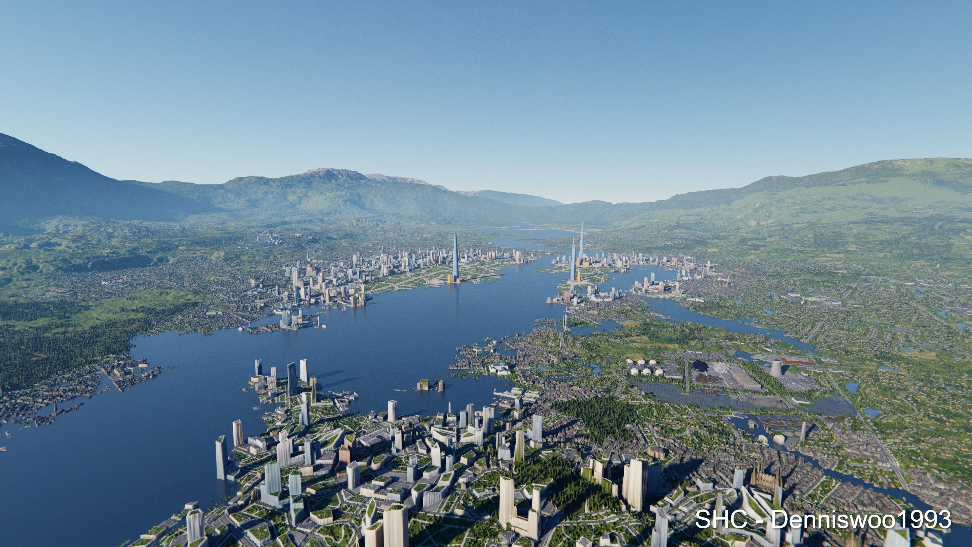 Large scale procedural planet with 3D cities and vegetation 3D model_59