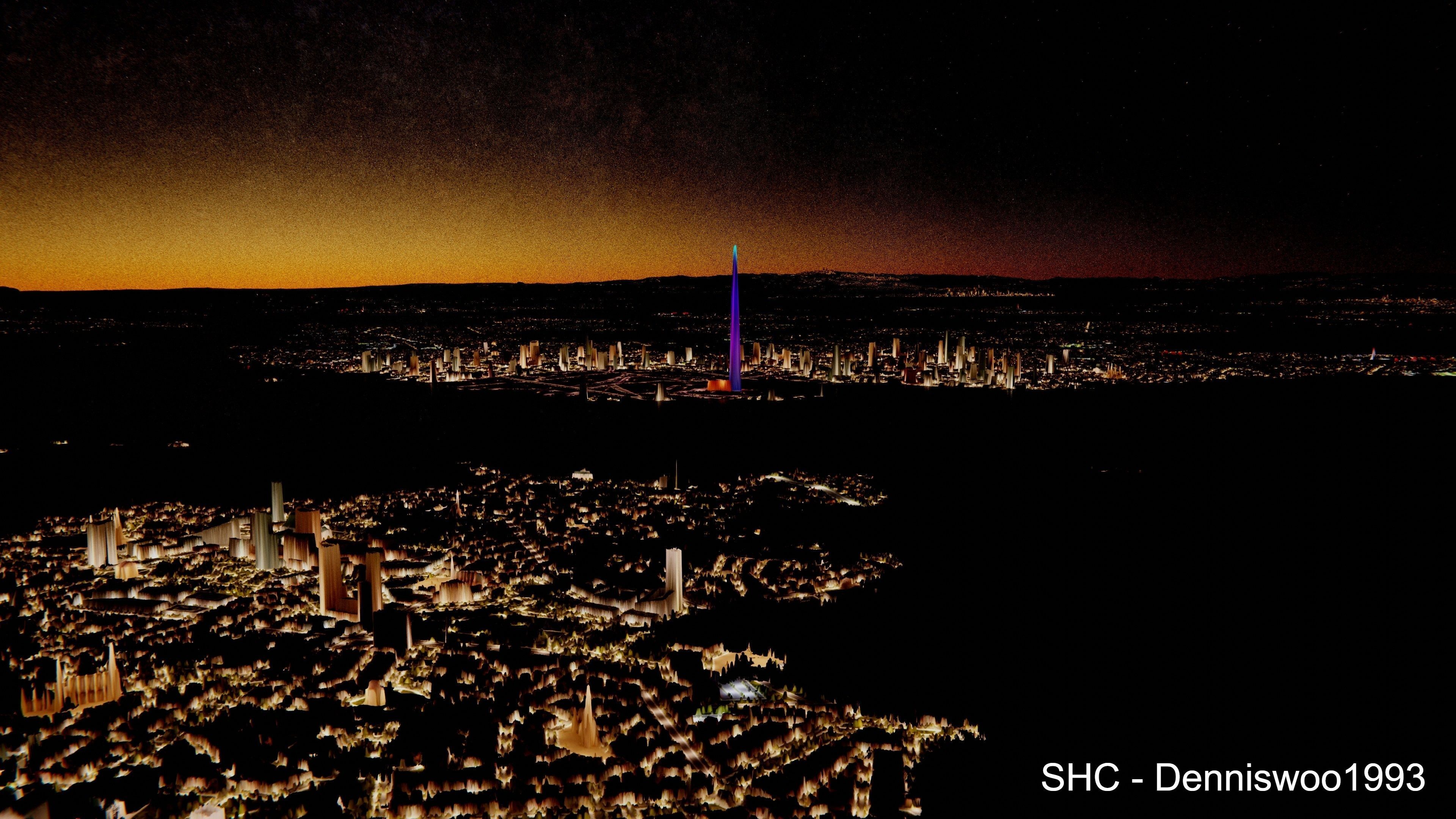 Large scale procedural planet with 3D cities and vegetation 3D model_37