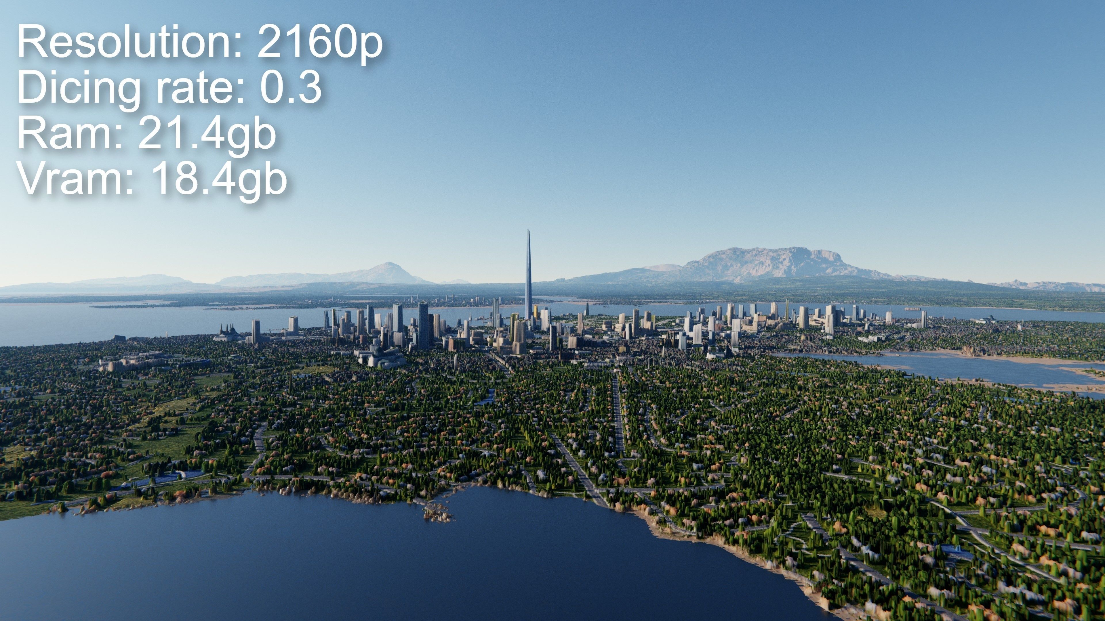 Large scale procedural planet with 3D cities and vegetation 3D model_19