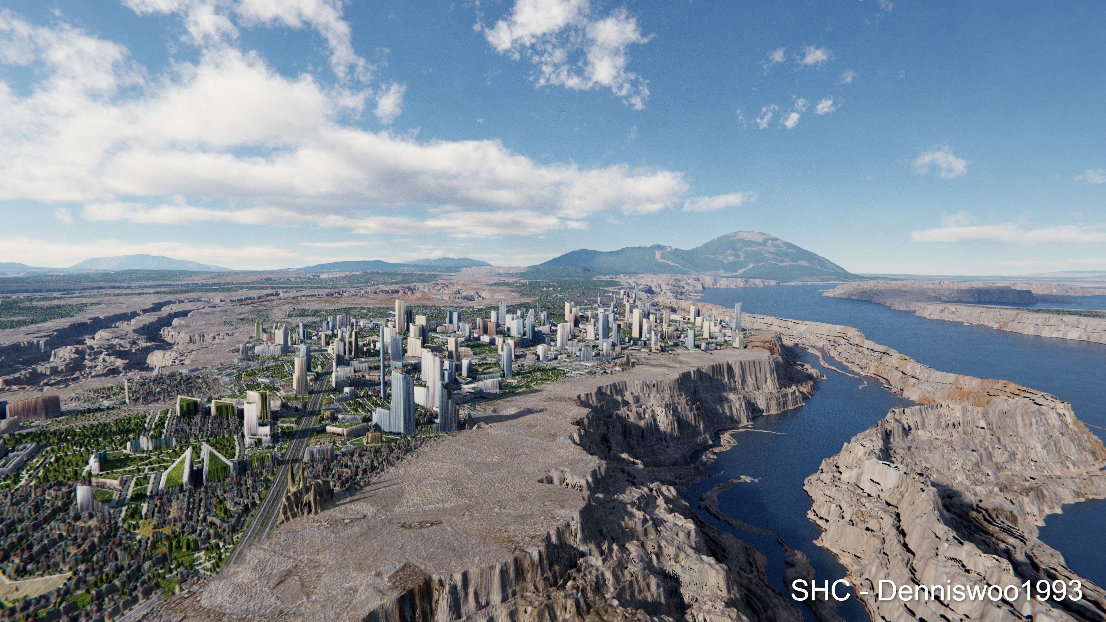 Large scale procedural planet with 3D cities and vegetation 3D model_7