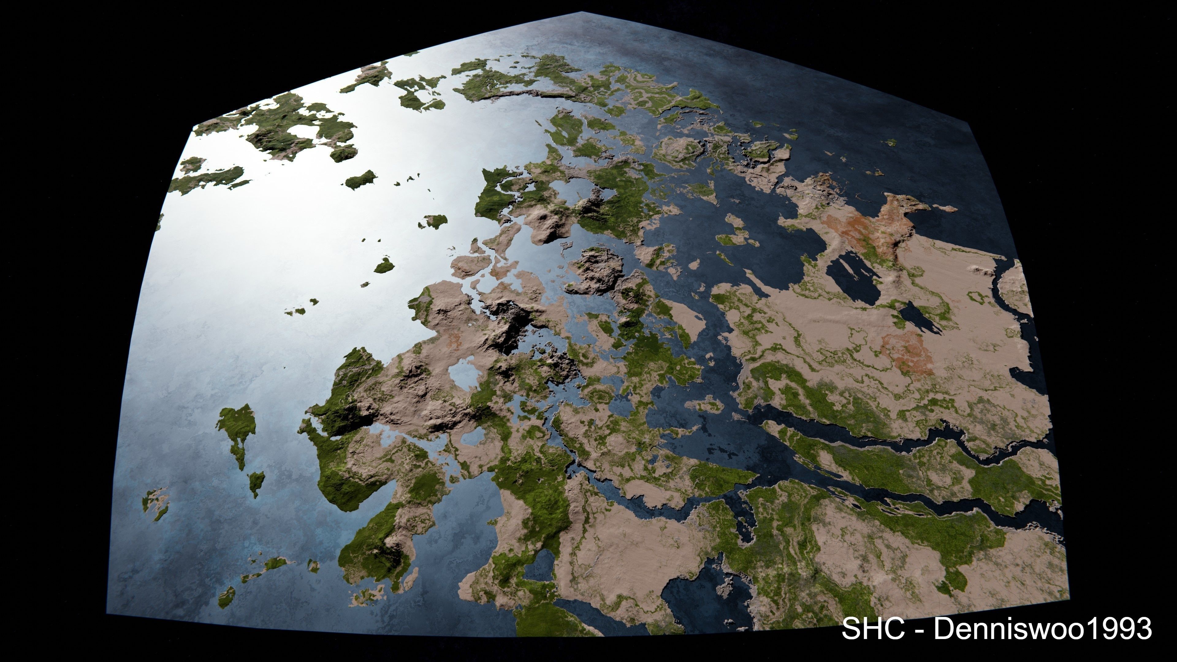 Large scale procedural planet with 3D cities and vegetation 3D model_46