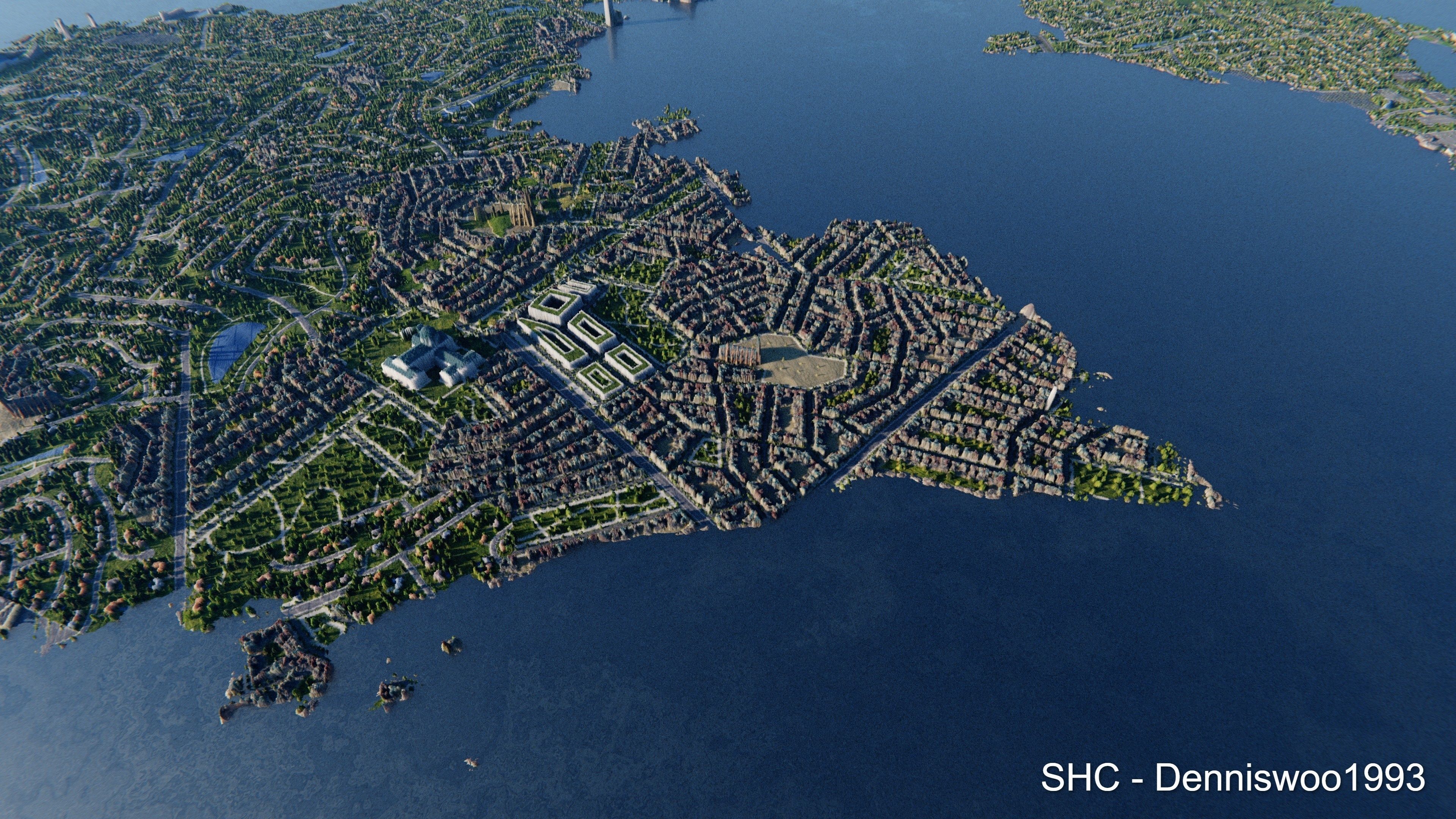 Large scale procedural planet with 3D cities and vegetation 3D model_52