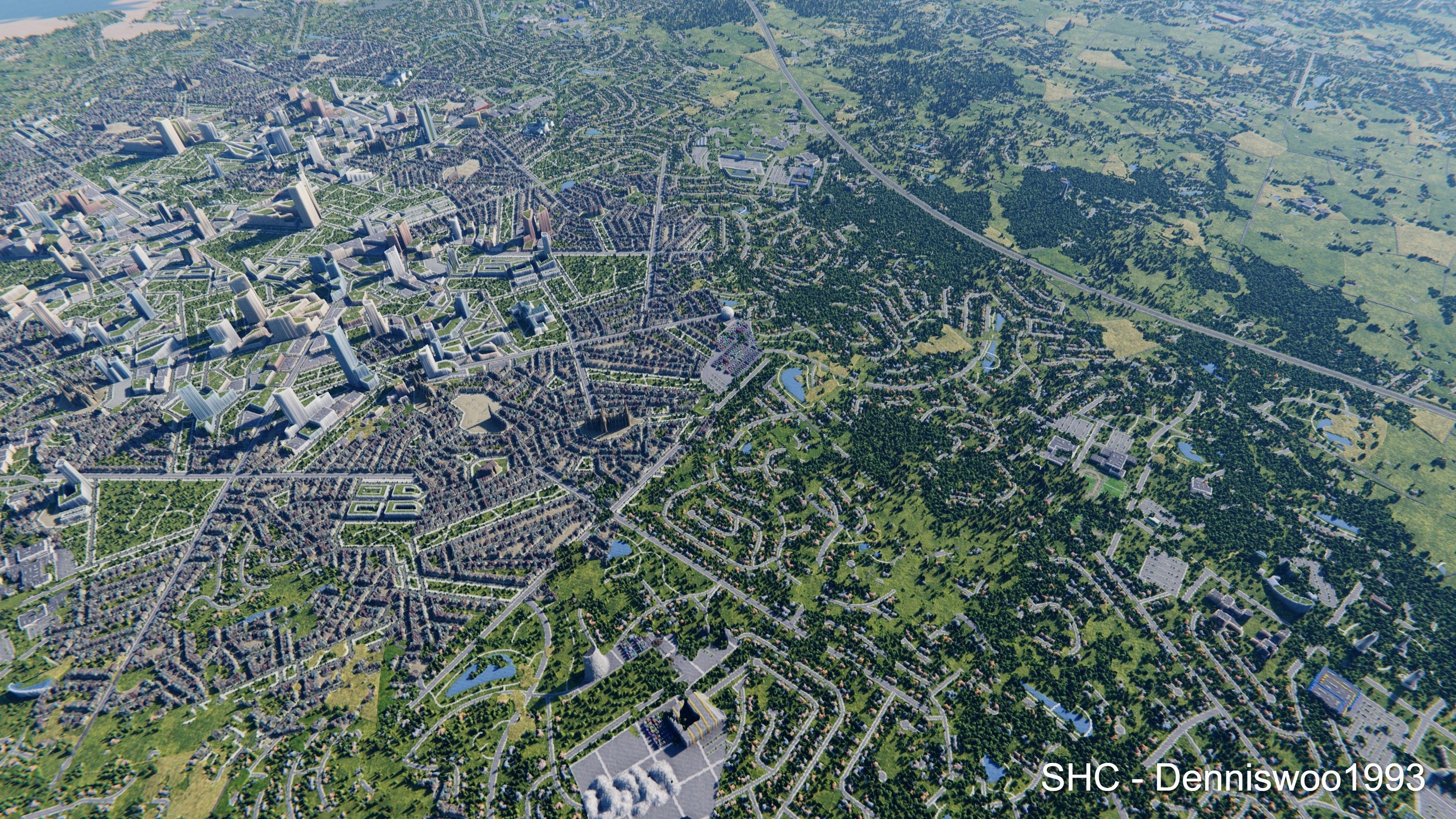 Large scale procedural planet with 3D cities and vegetation 3D model_78