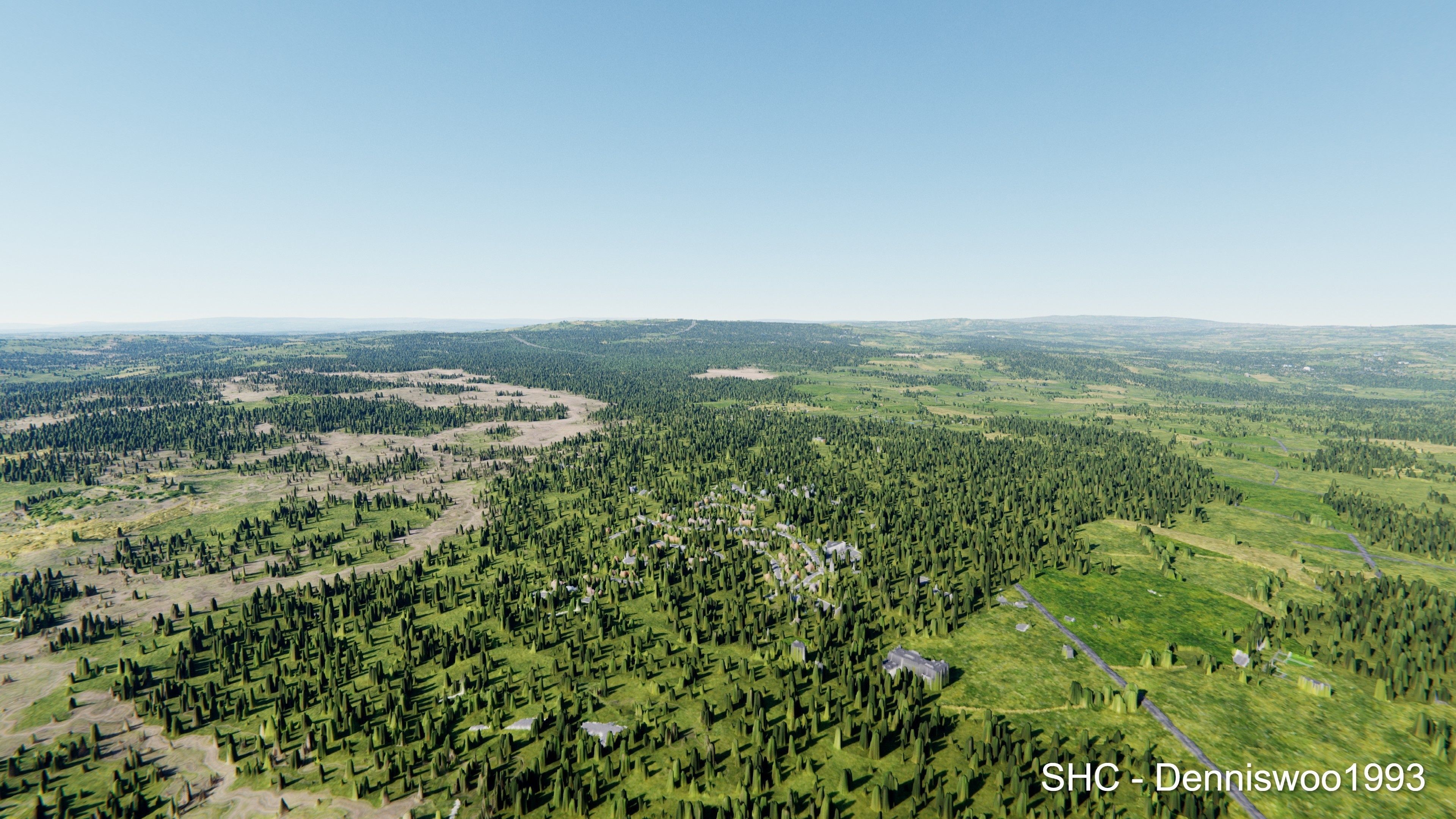 Large scale procedural planet with 3D cities and vegetation 3D model_85