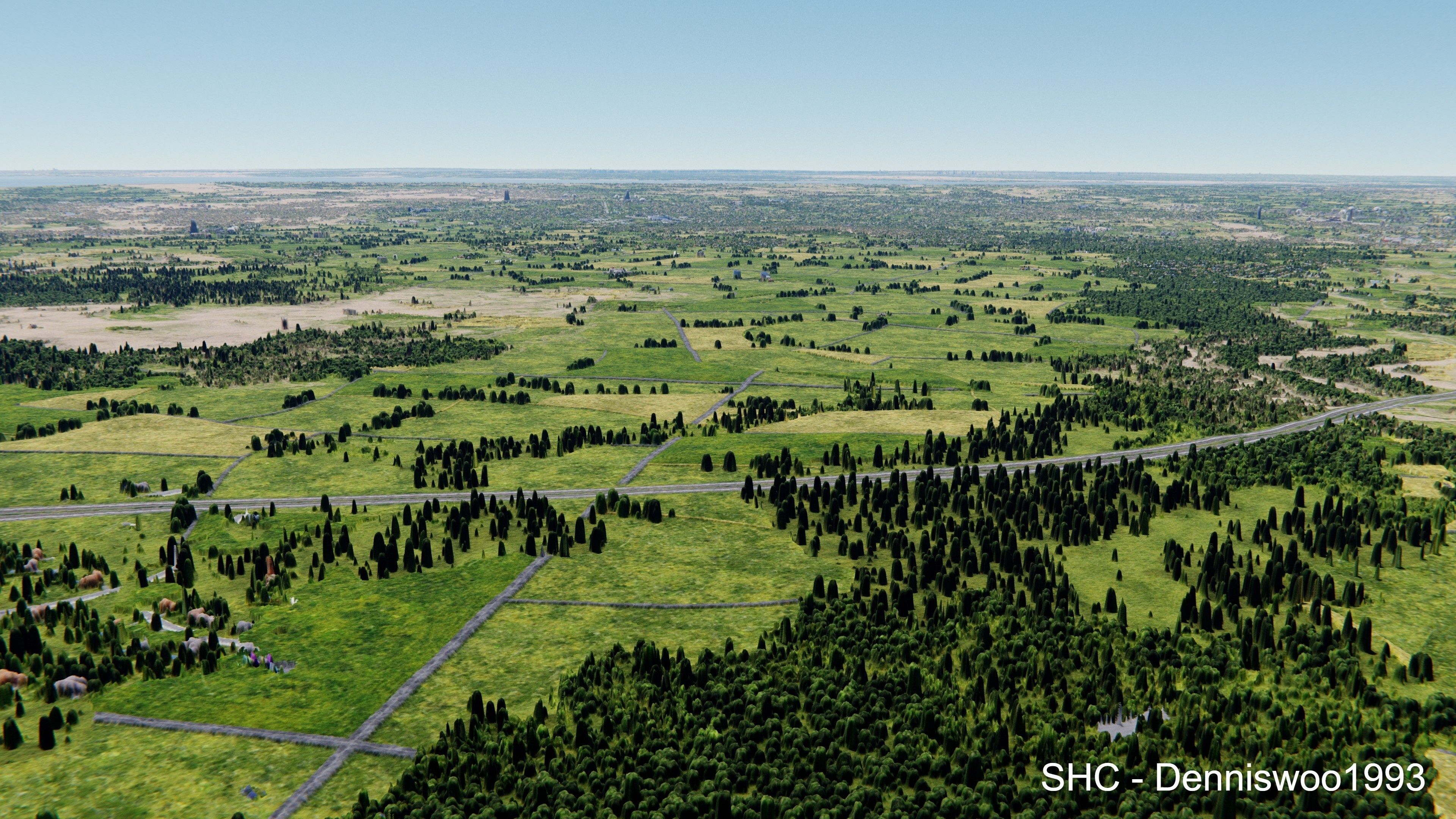 Large scale procedural planet with 3D cities and vegetation 3D model_82