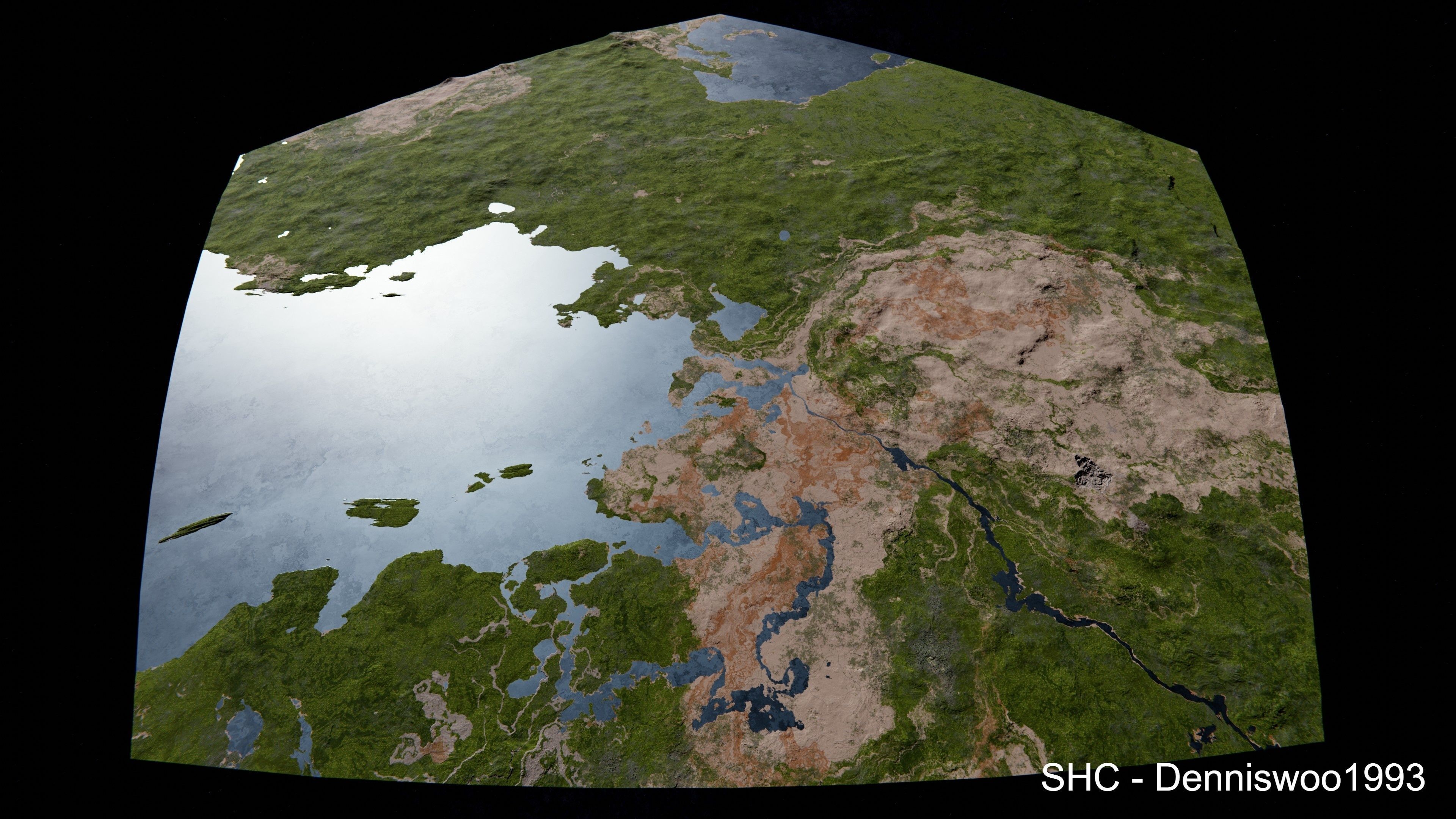 Large scale procedural planet with 3D cities and vegetation 3D model_48