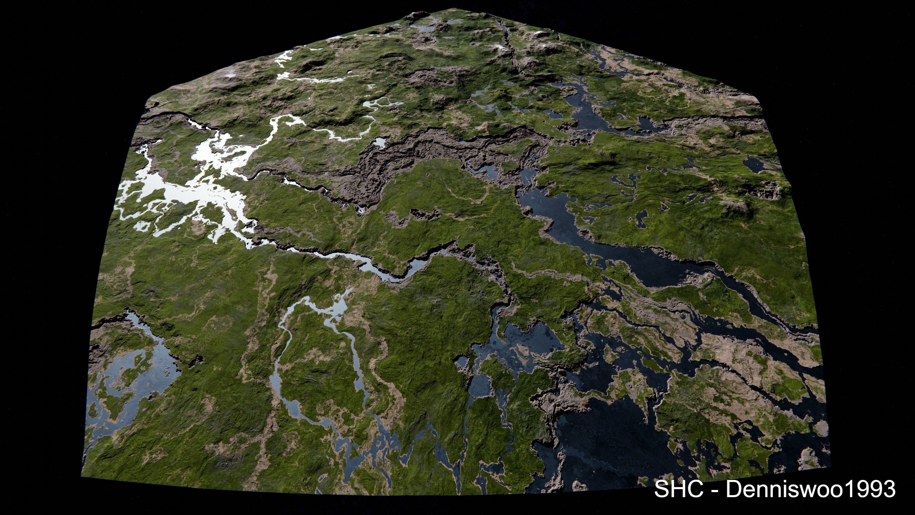 Large scale procedural planet with 3D cities and vegetation 3D model_45